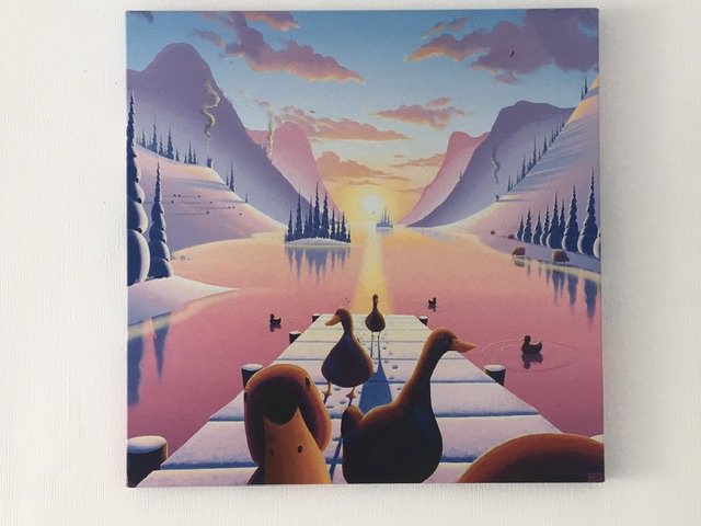 Two modern acrylic on canvas Contemporary pictures signed DP Fielding.80x80 cm (2)