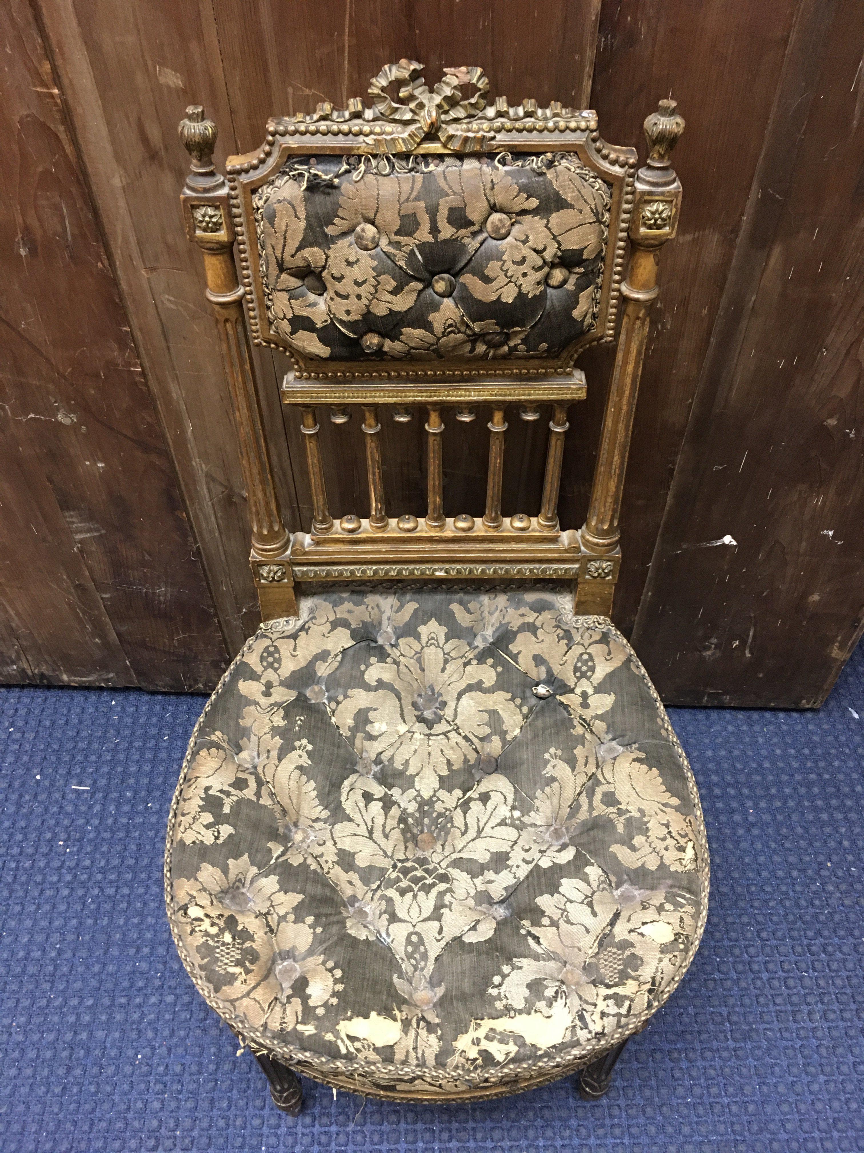 WITHDRAWN - A late 19th century giltwood chair , dimensions 89cm tall 41cm wide approximately- NO RESERVE