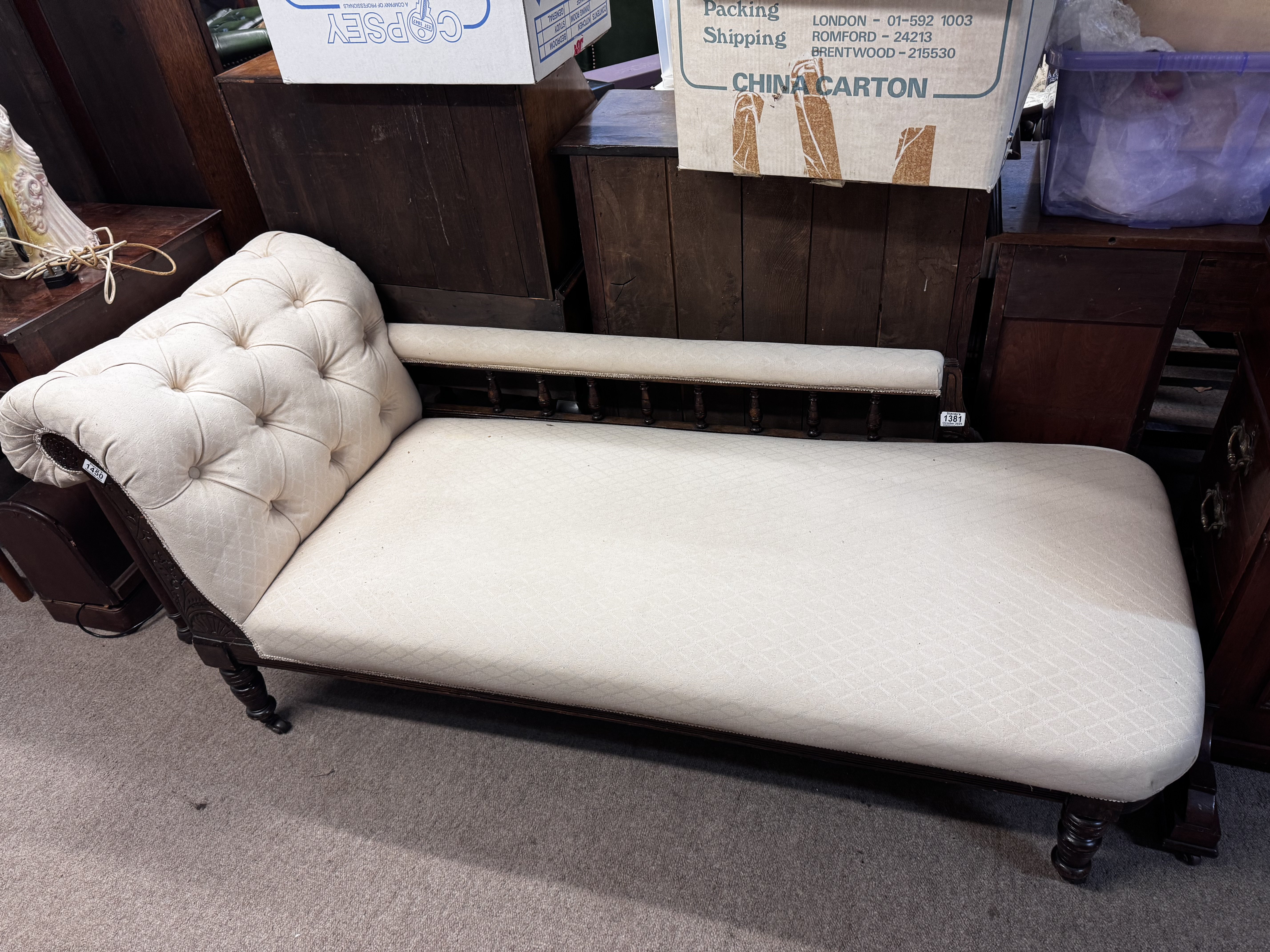 A Victorian upholstered chaise. 170cm x 68cm.- NO RESERVE