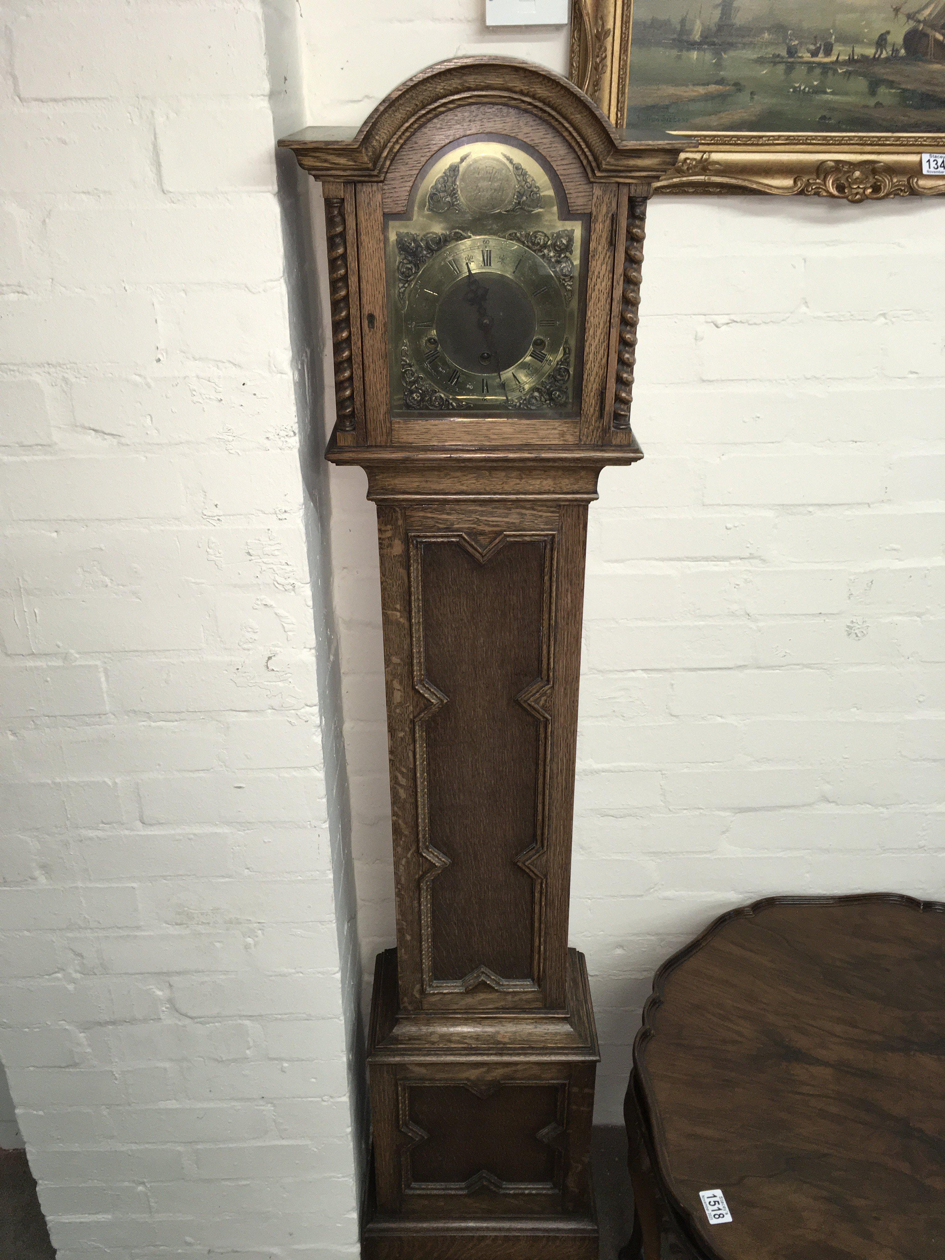 Withdrawn - An oak grandmother clock 163cm tall