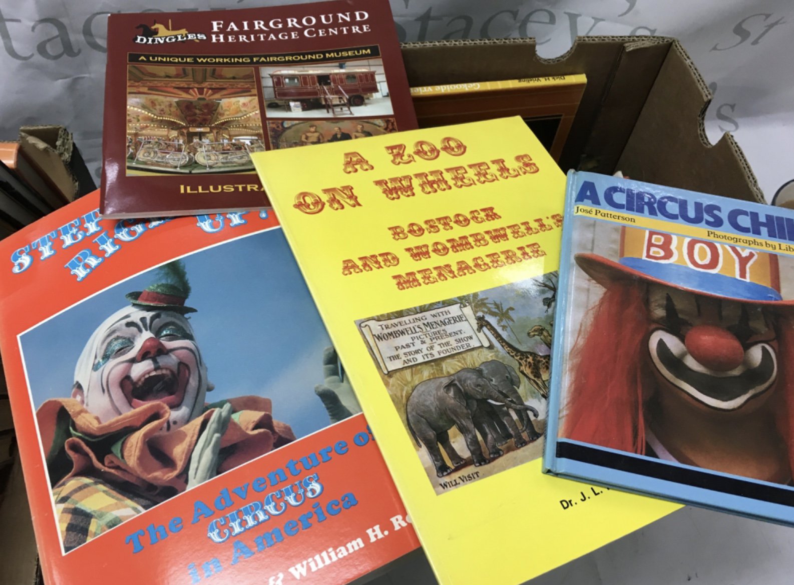 Four boxes of circus books.
