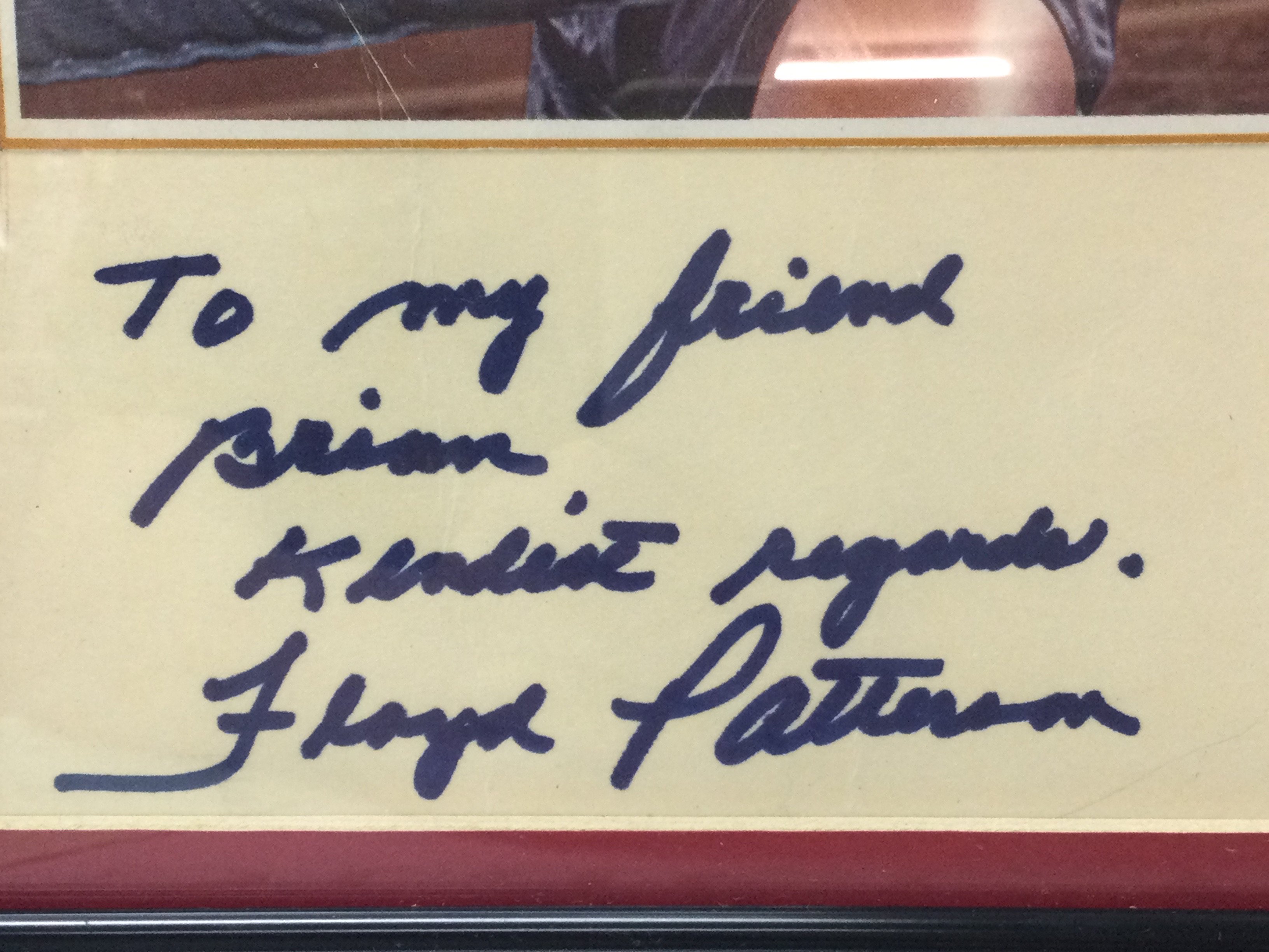 A Floyd Patterson signed autograph , frame dimensions 24x29cm .- NO RESERVE