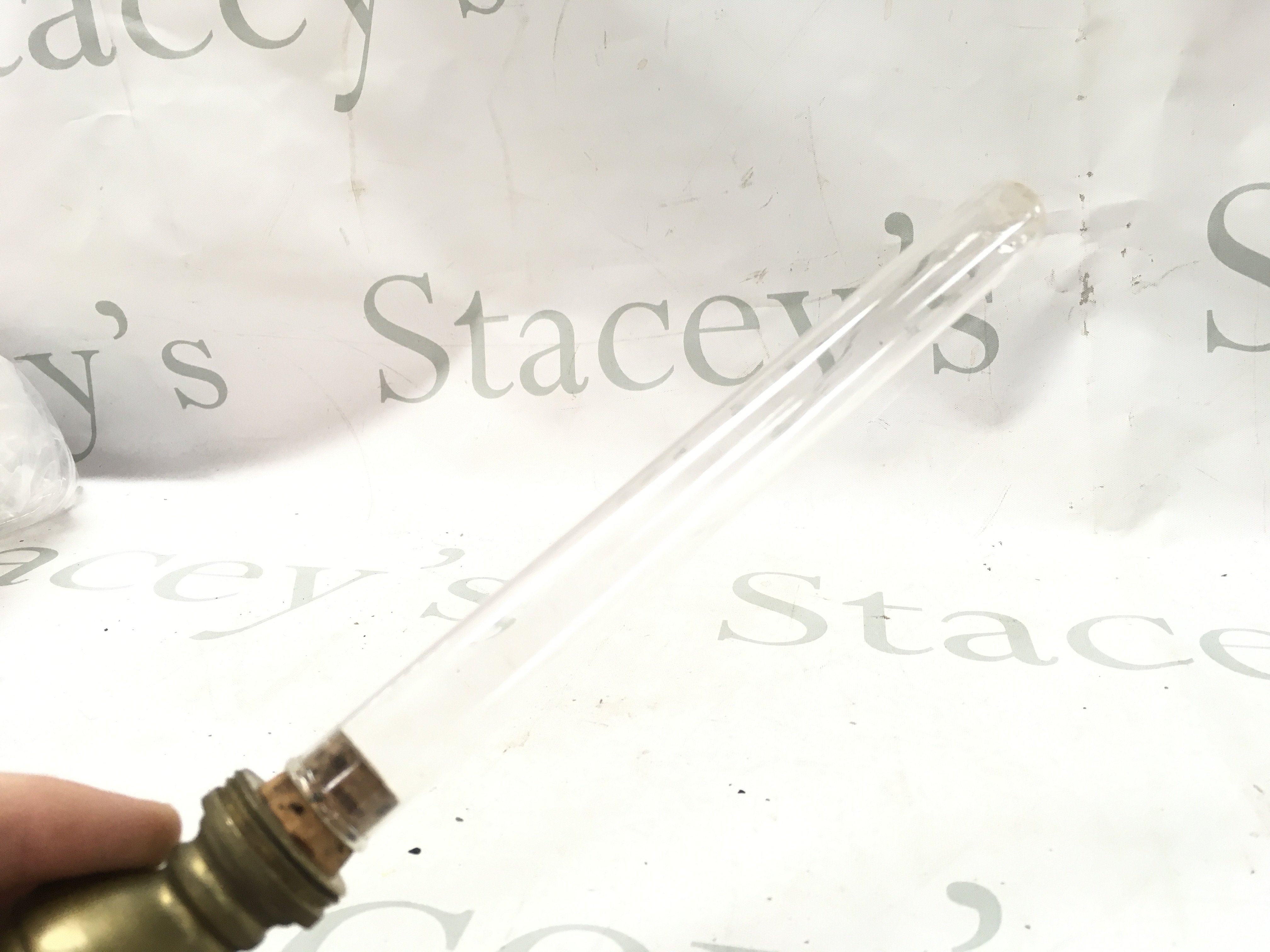 Walking stick with a glass vessel concealed within handle, 88cm long. NO RESERVE