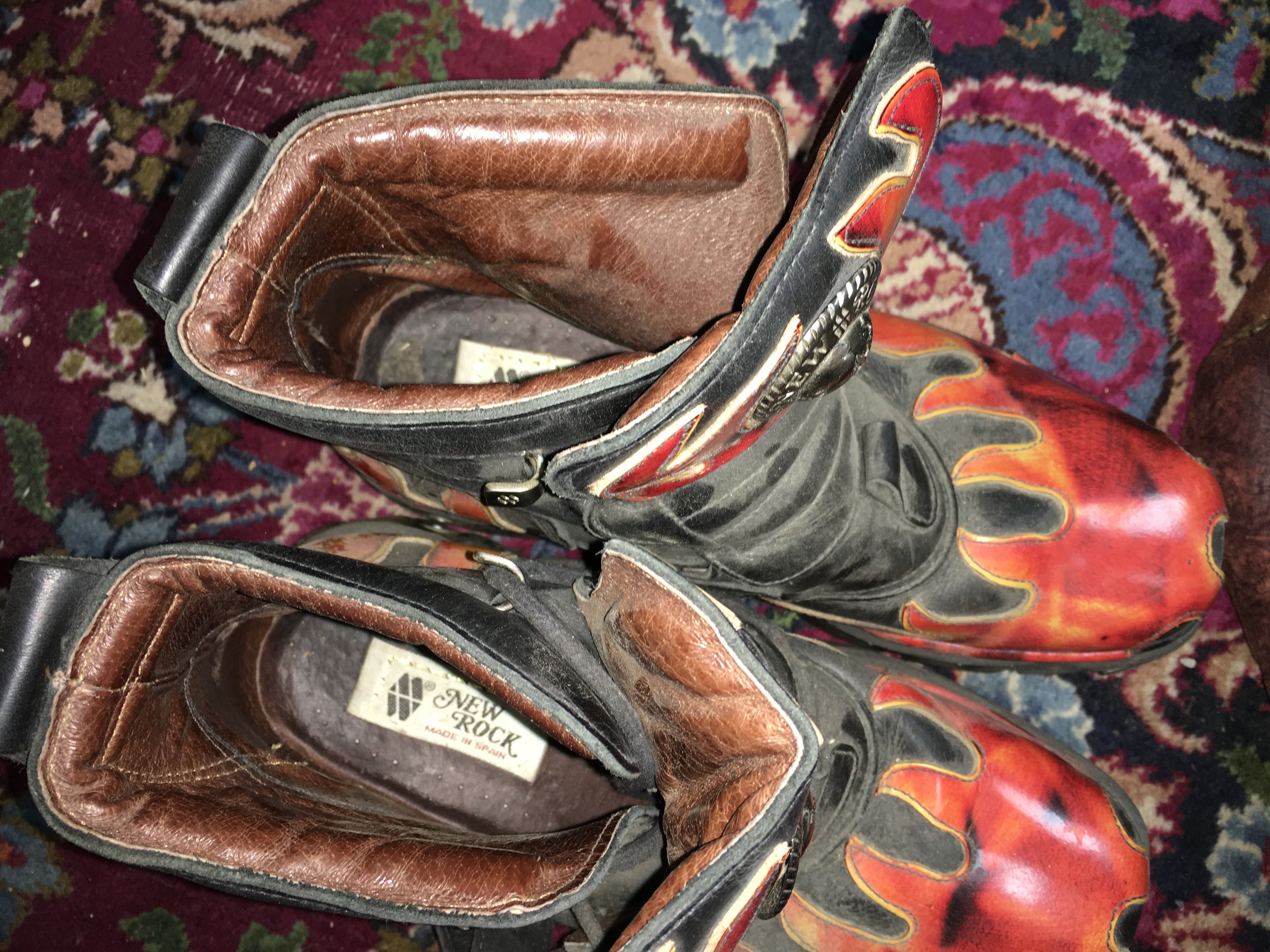 A vintage leather aviation jacket and New Rock leather flame boots, size 45c. NO RESERVE