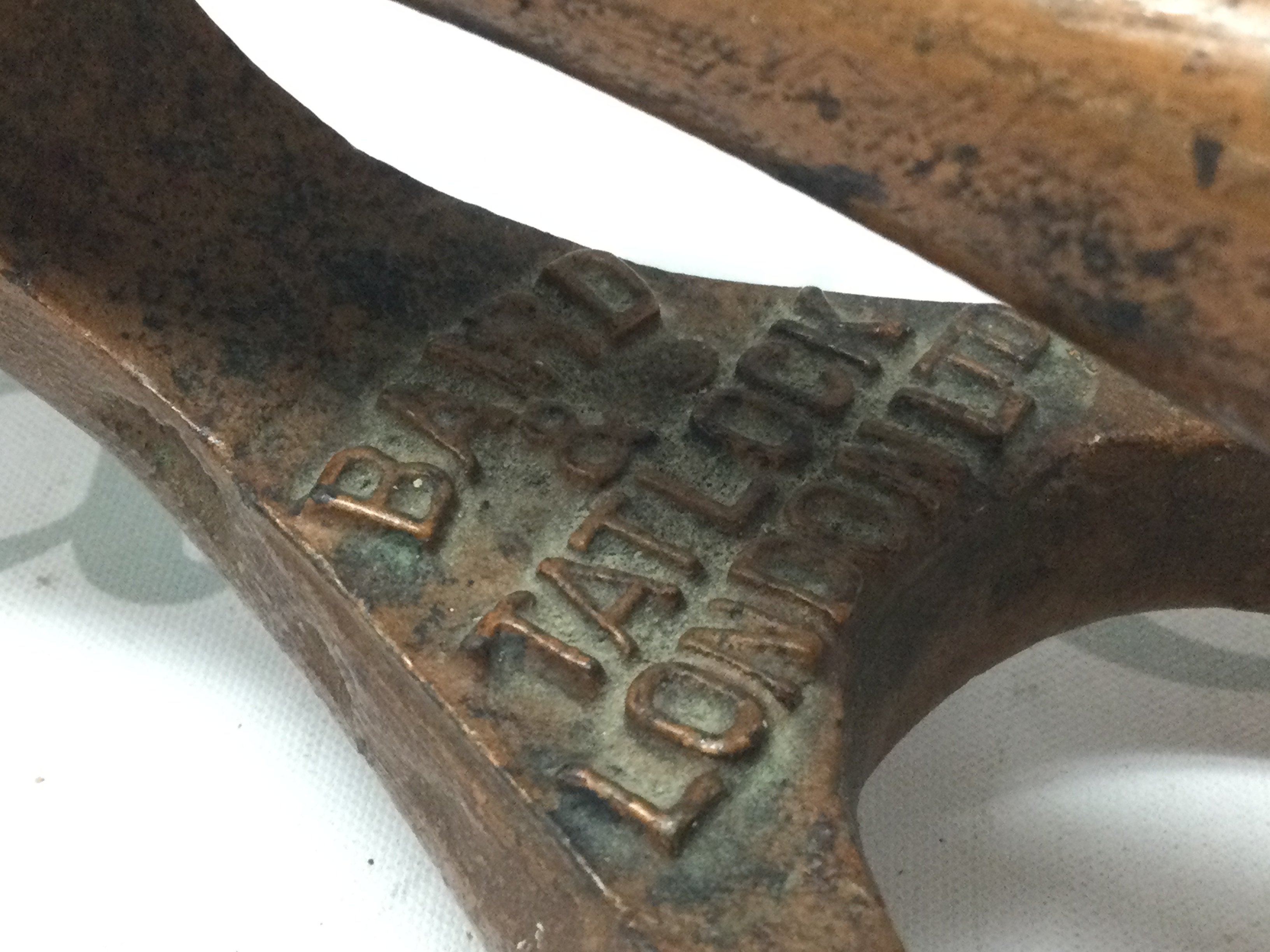 An unusual Victorian heavy metal nut cracker by Bard and Tatlock London, 24cm long. Postage category B. NO RESERVE