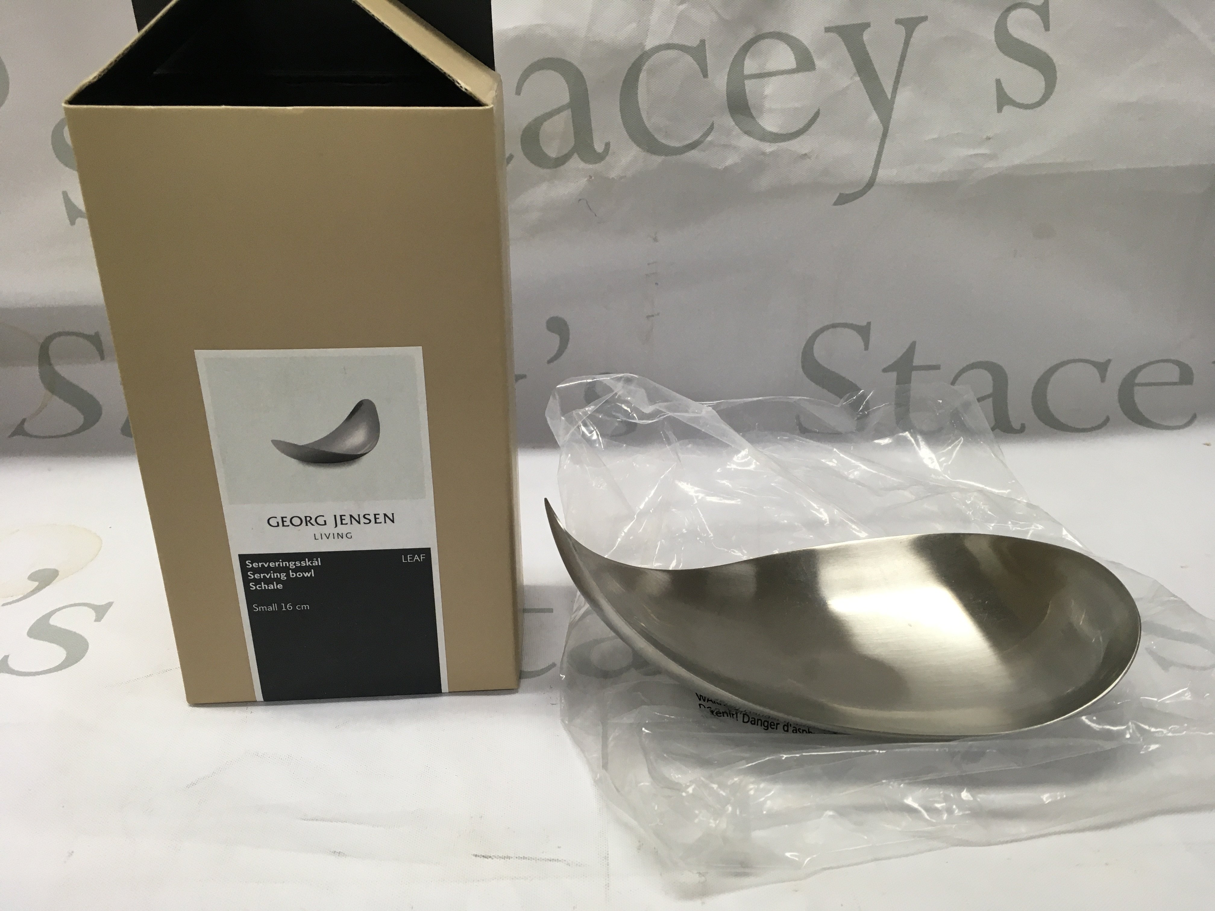 A Georg Jensen boxed steel dish.