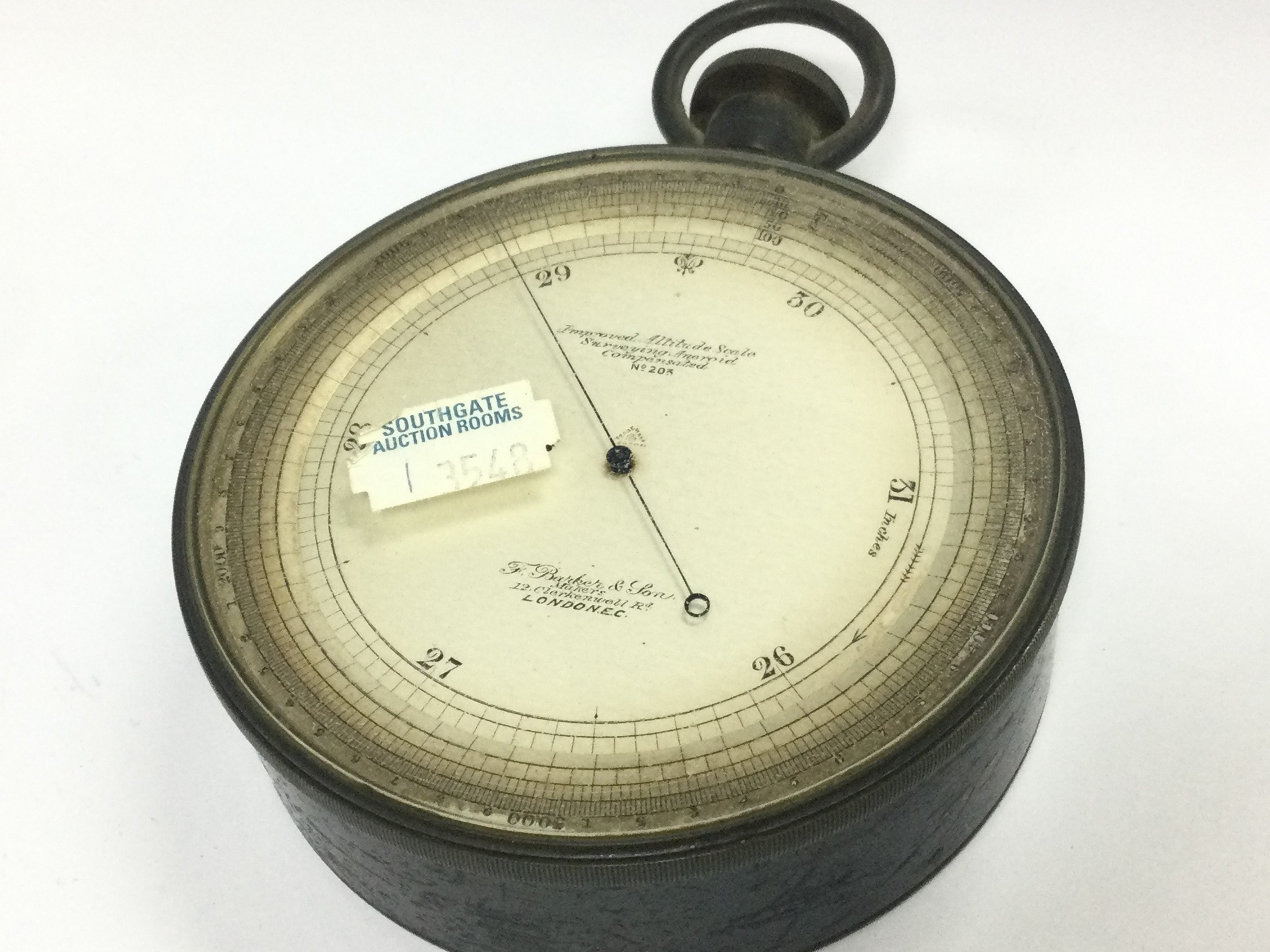 A F Barker & Son London Aneroid Compensator barometer . This lot cannot be posted