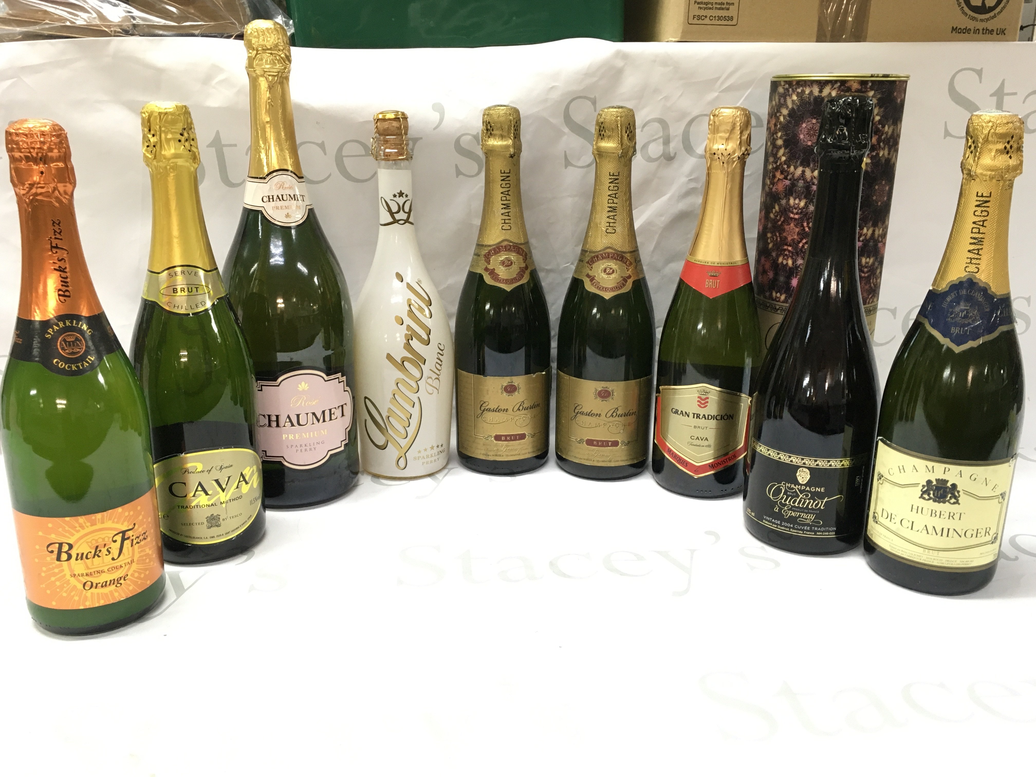 WITHDRAWN - A Collection of champagne including Gaston Burtin, Gran Tradicion, Quadinot, Hubert De Claminger, Chaumet Premium, Cava etc . This lot cannot be posted