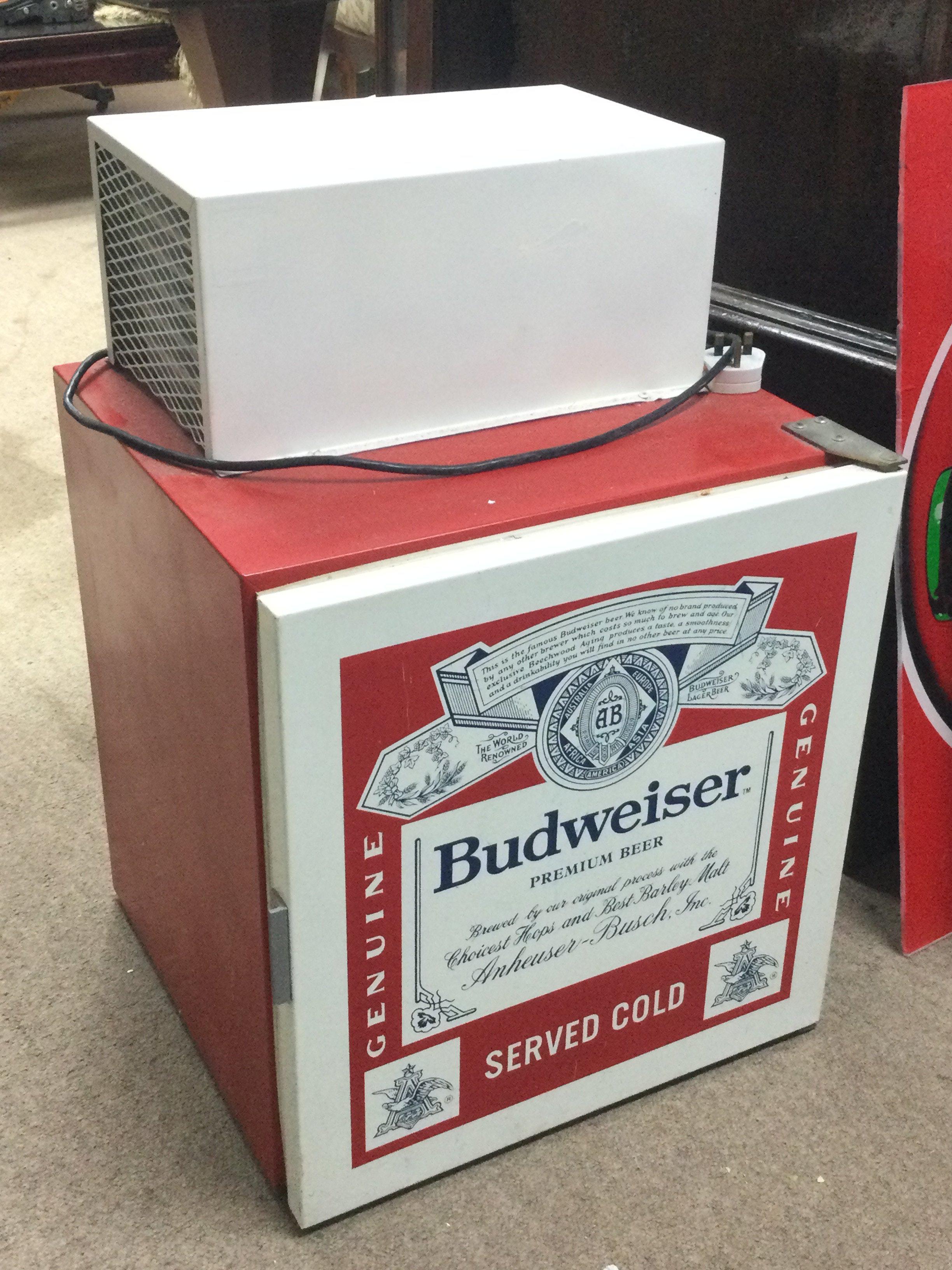 A vintage Budweiser fridge , 48cm wide 50cm tall