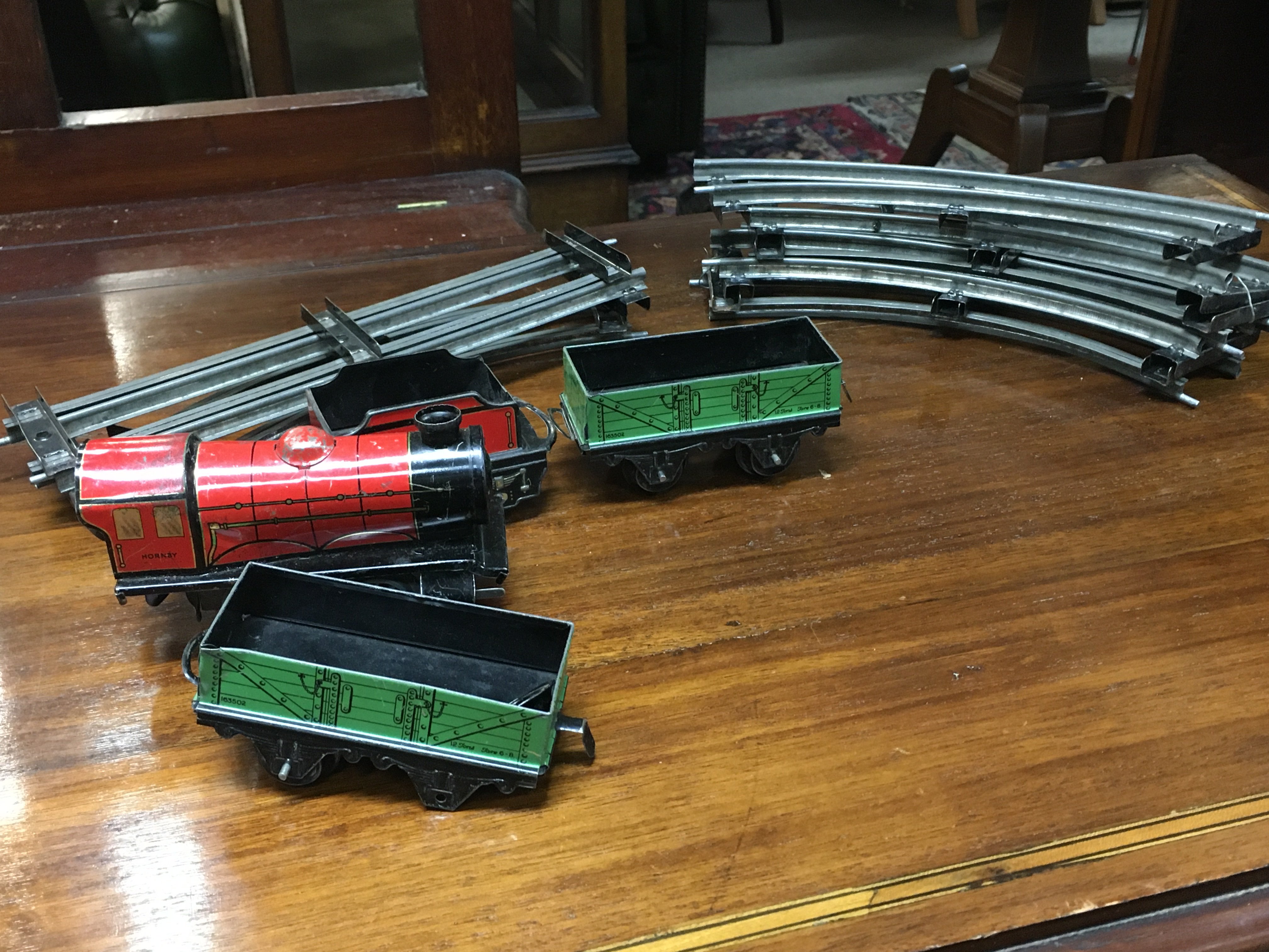 Horny 0 gauge clock work train set . Postage category B