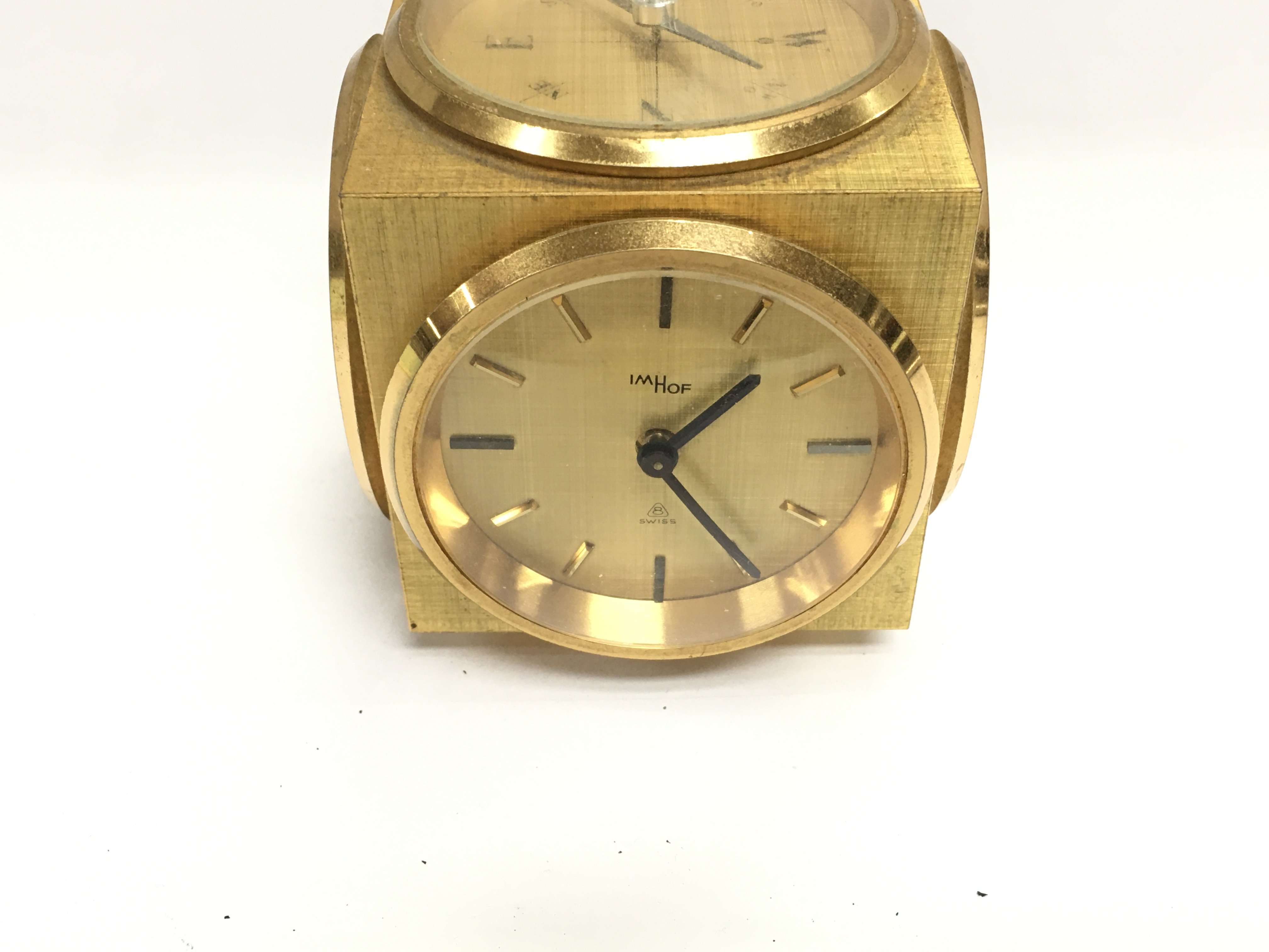 A 1970s IMHOF desk clock and barometer.