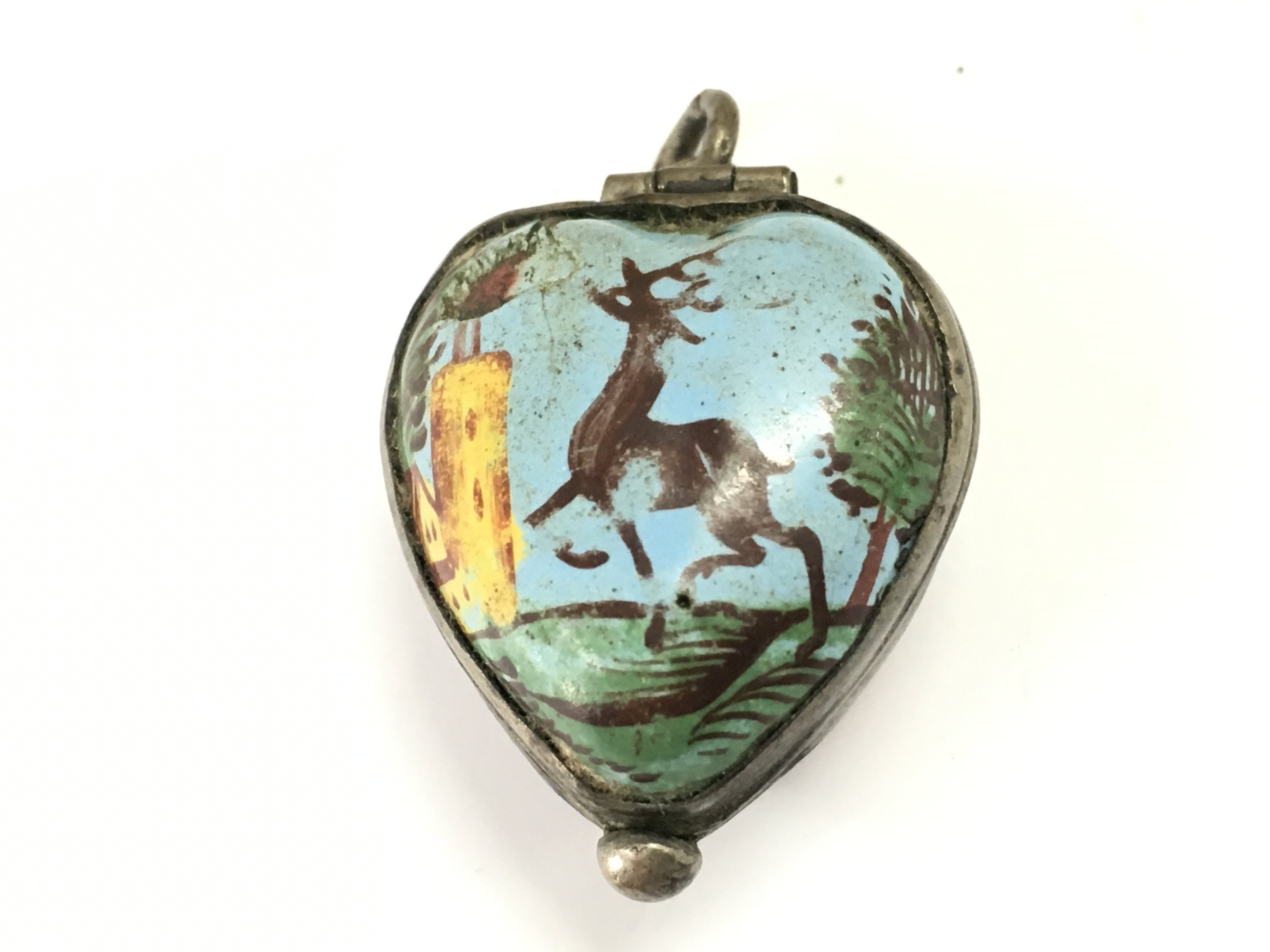 A Victorian Bilston enamel pendant box. Postage category A
