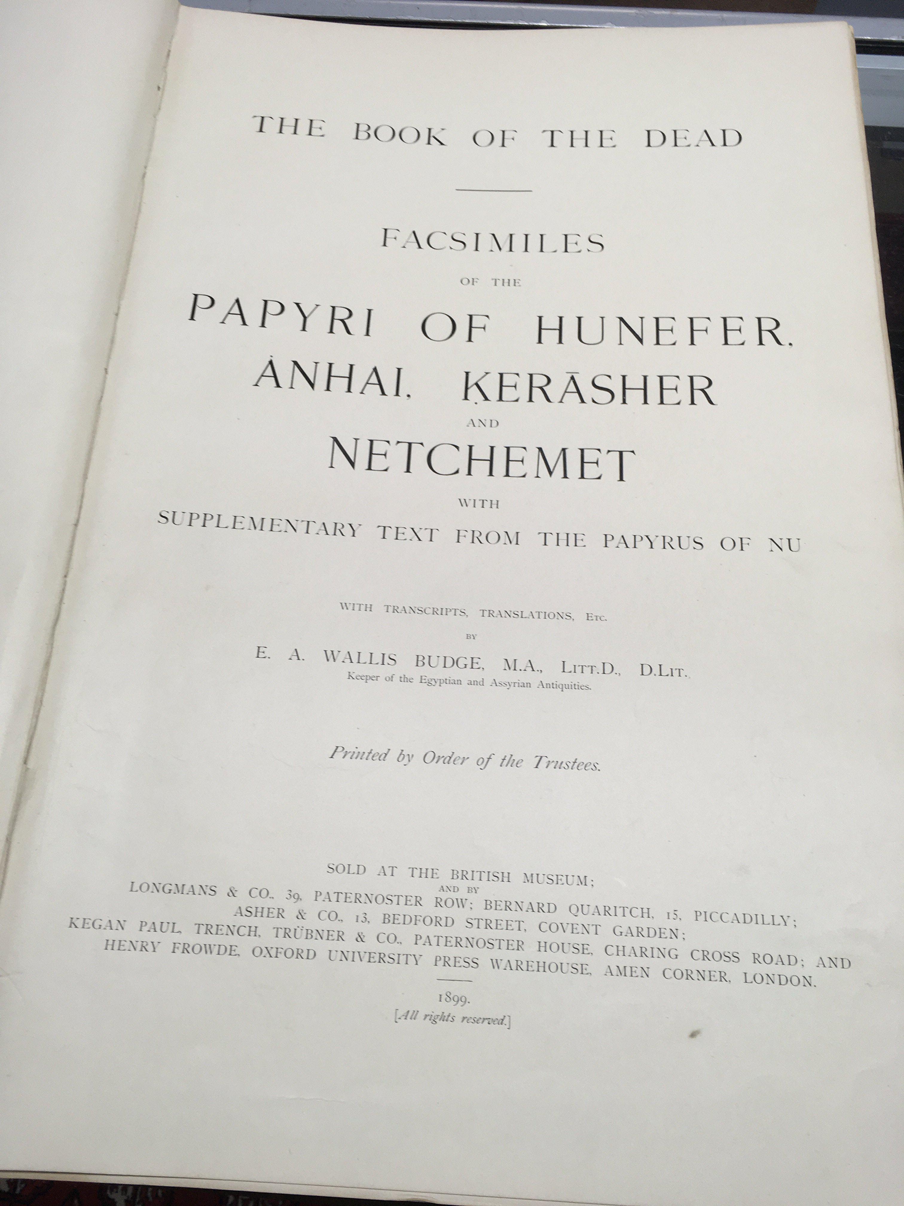 A large book , The book of the dead sold at the British Museum 1899