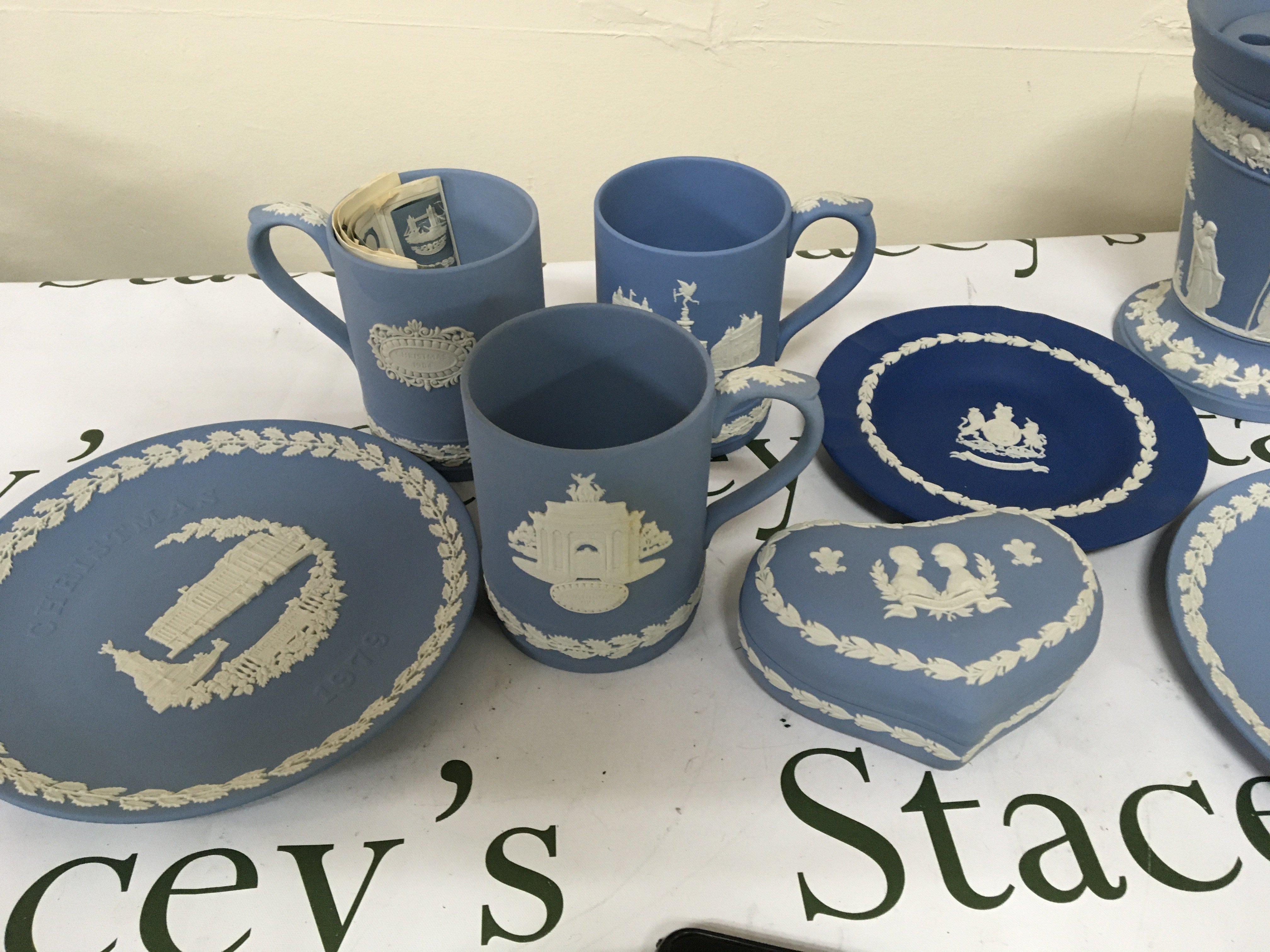 A box containing Wedgwood Jasperware some in original boxes.