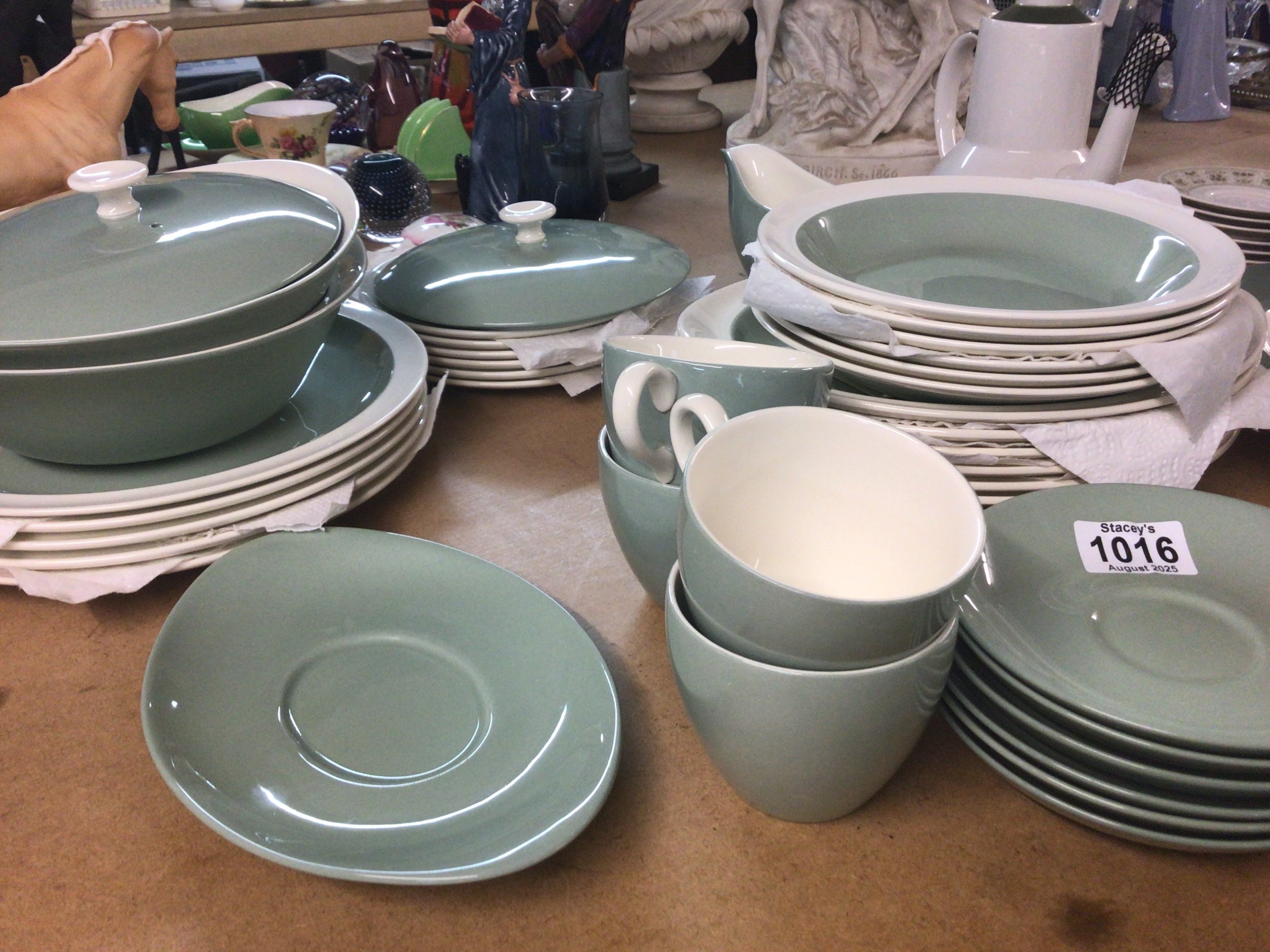 A Wedgwood dinner and tea set a Chintz cake stand Midwinter and a Doulton Samarra coffee set. No obvious damage.