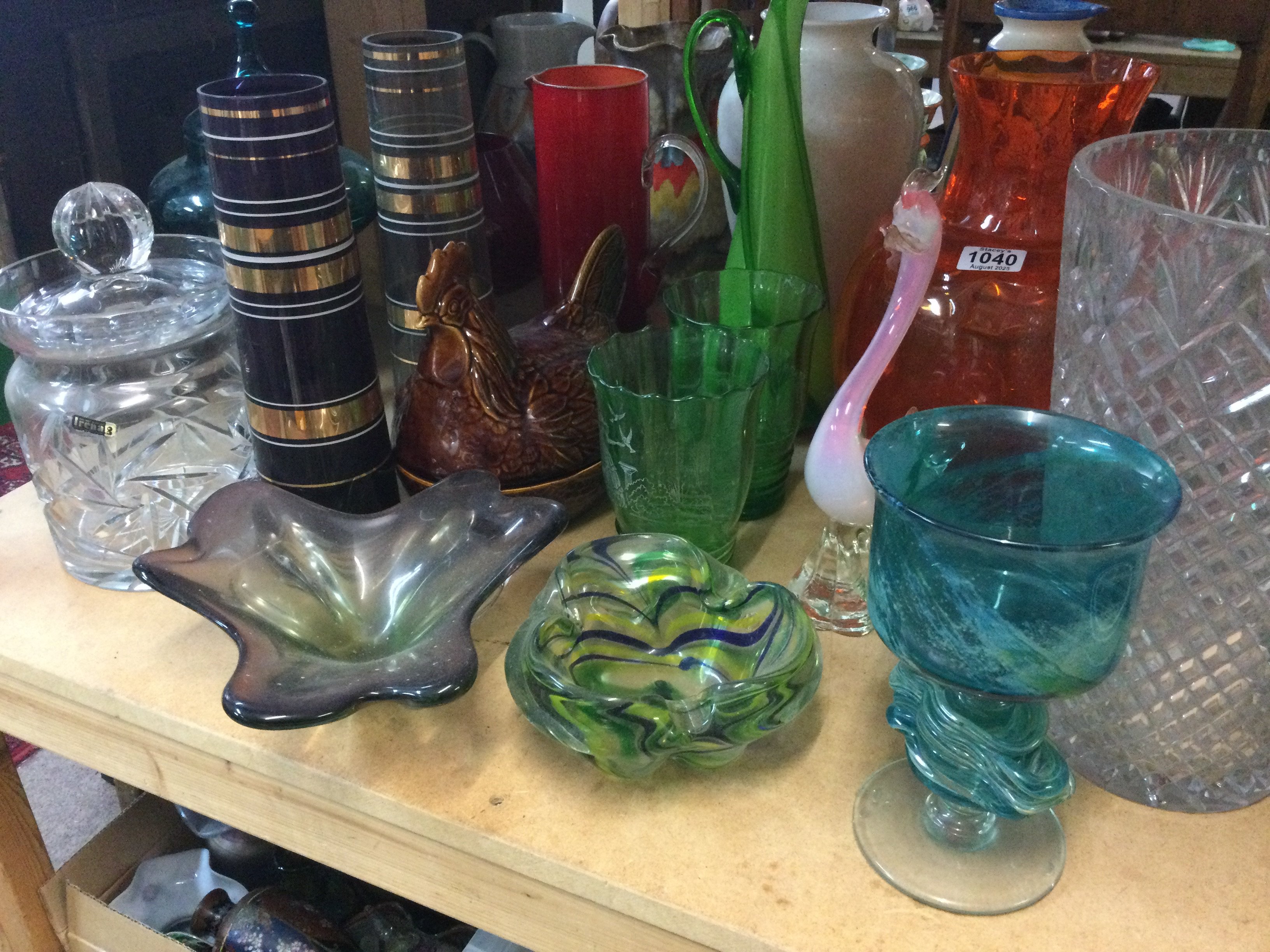 A collection of glass ware including Murano.