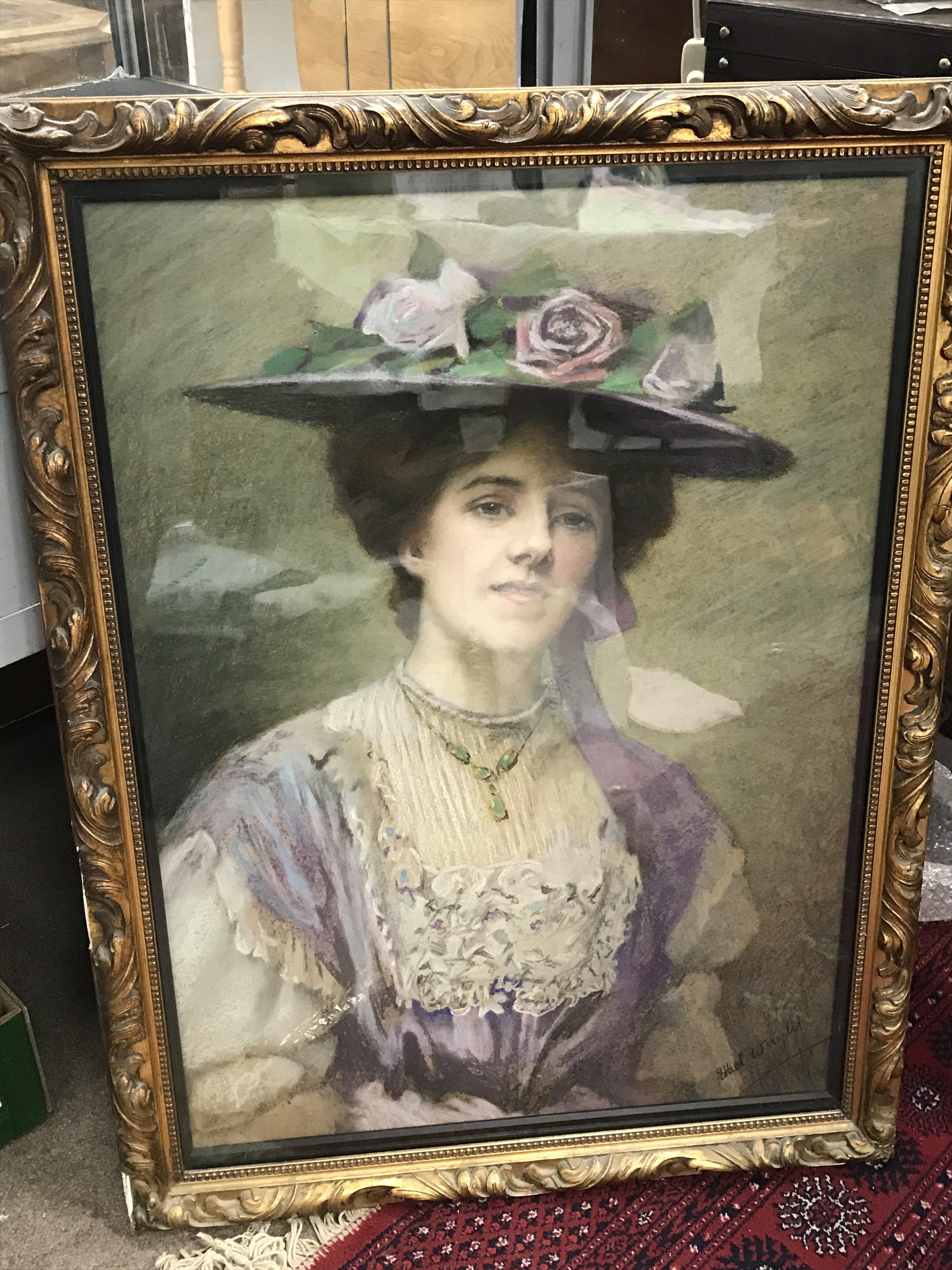 A framed pastel portrait by Ethel Wright (1866 &ndash; 1939), frame dimensions 60x82cm
