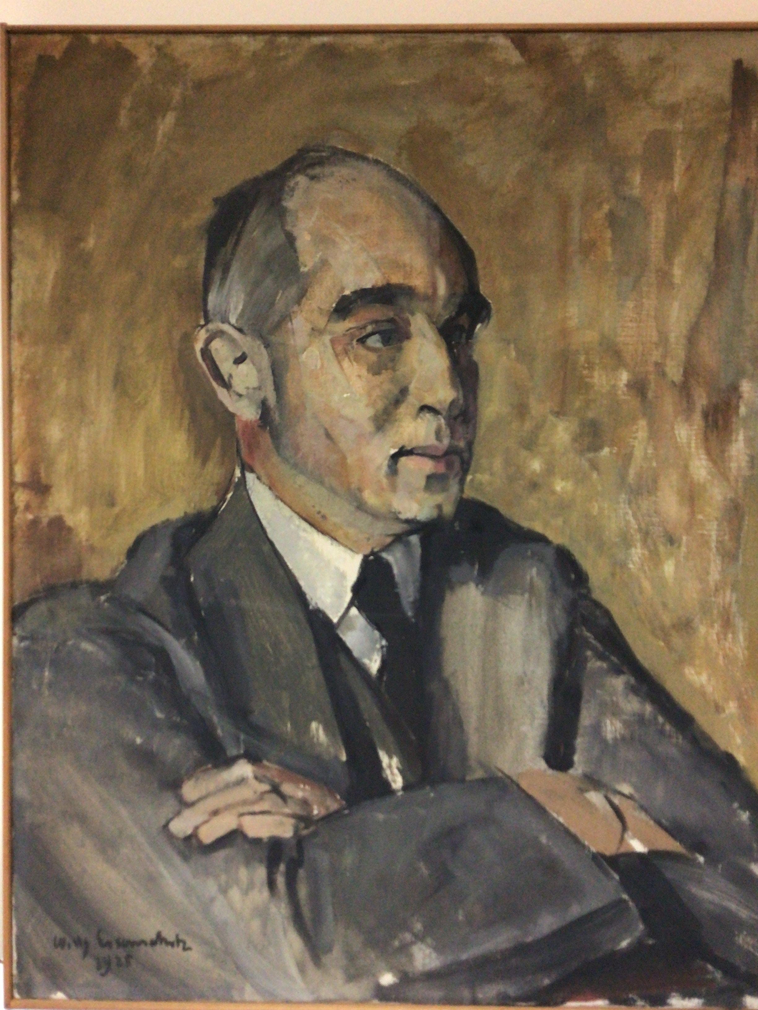 An unframed oil painting study of a Gentleman signed Willy Ed&hellip;.tz (?) indistinctly signed. dated 1925 60x74cm