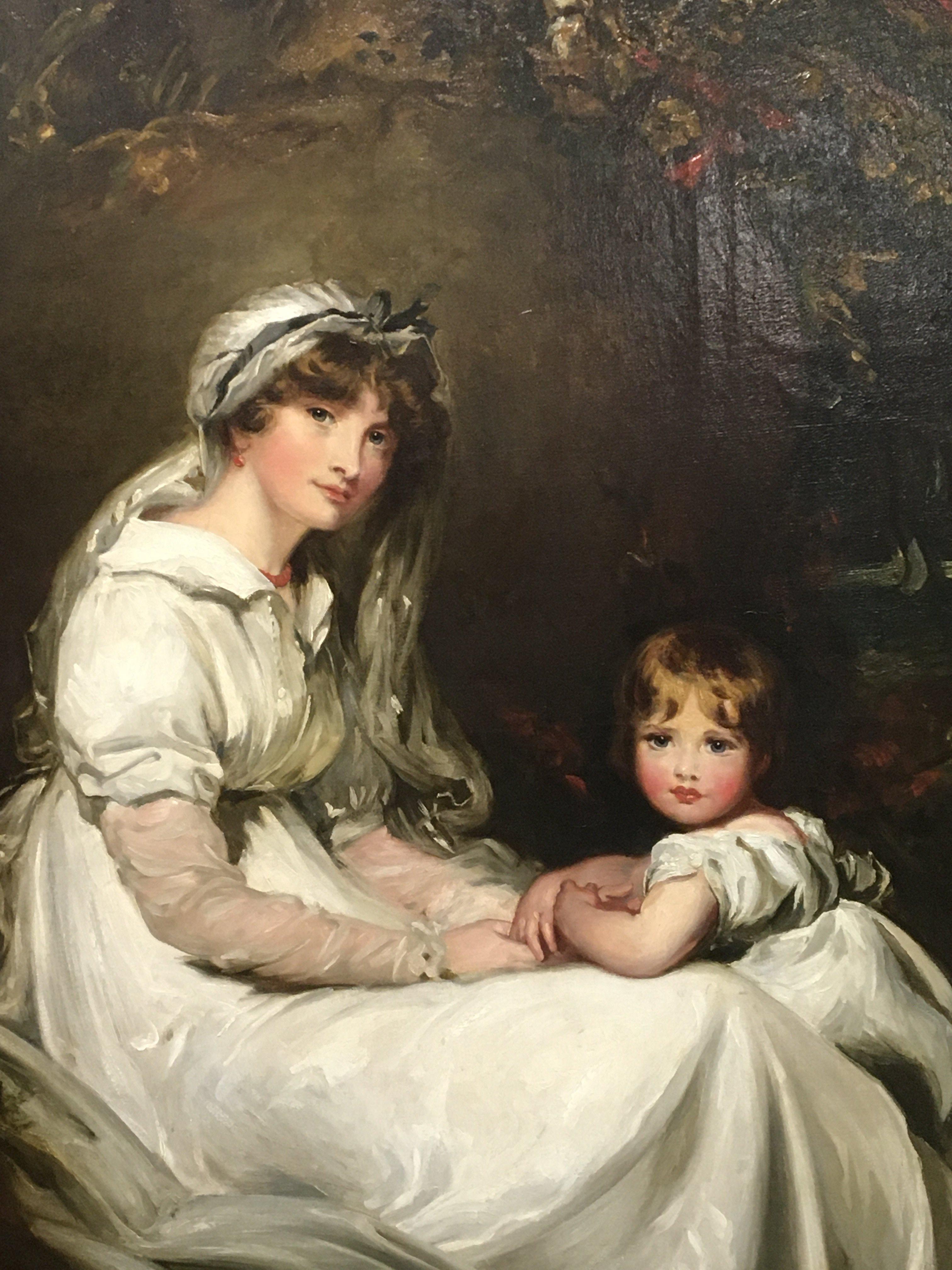 A quality oil painting on canvas in a gilt frame Lady Mary Templeton with her son. An exceptional retrospective copy of the original by Sir Thomas Lawrence (1769-1830) the canvas has minor marks at the middle lower edge. 78x125cm