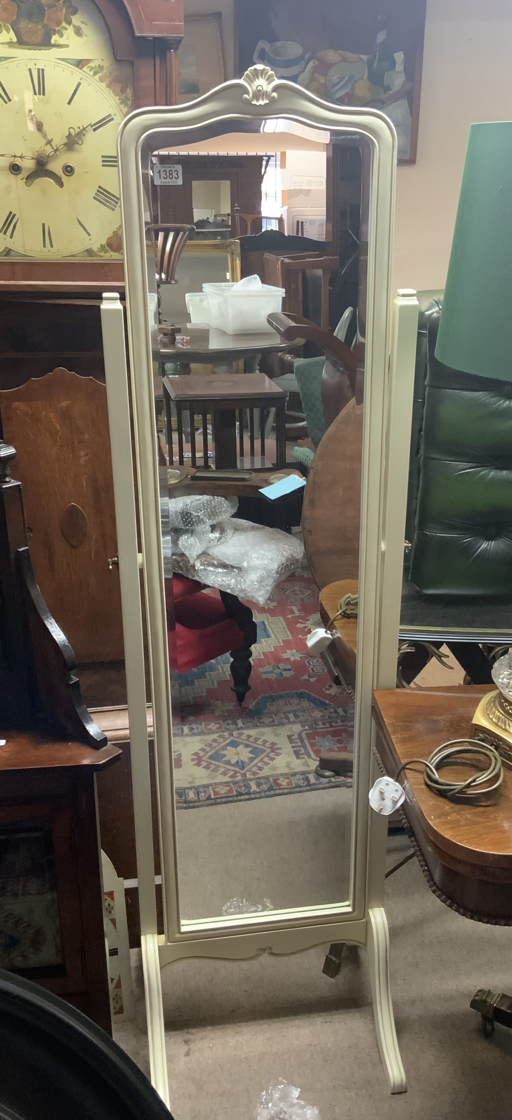 A white painted dressing mirror. 170cm