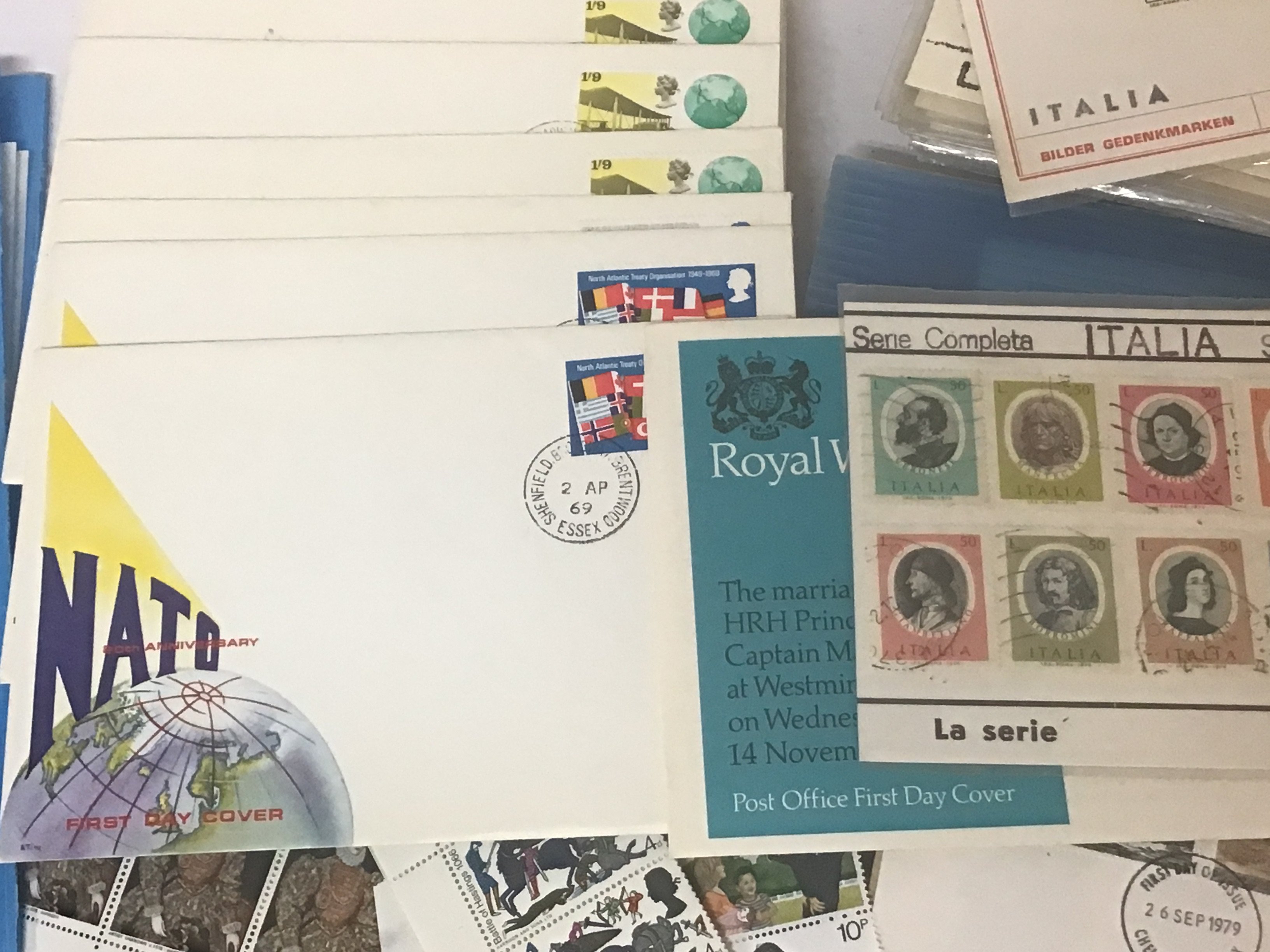 A collection of first day covers from the 1960s onwards Italian stamps British unused pictorial stamps presentation packs and others- NO RESERVE