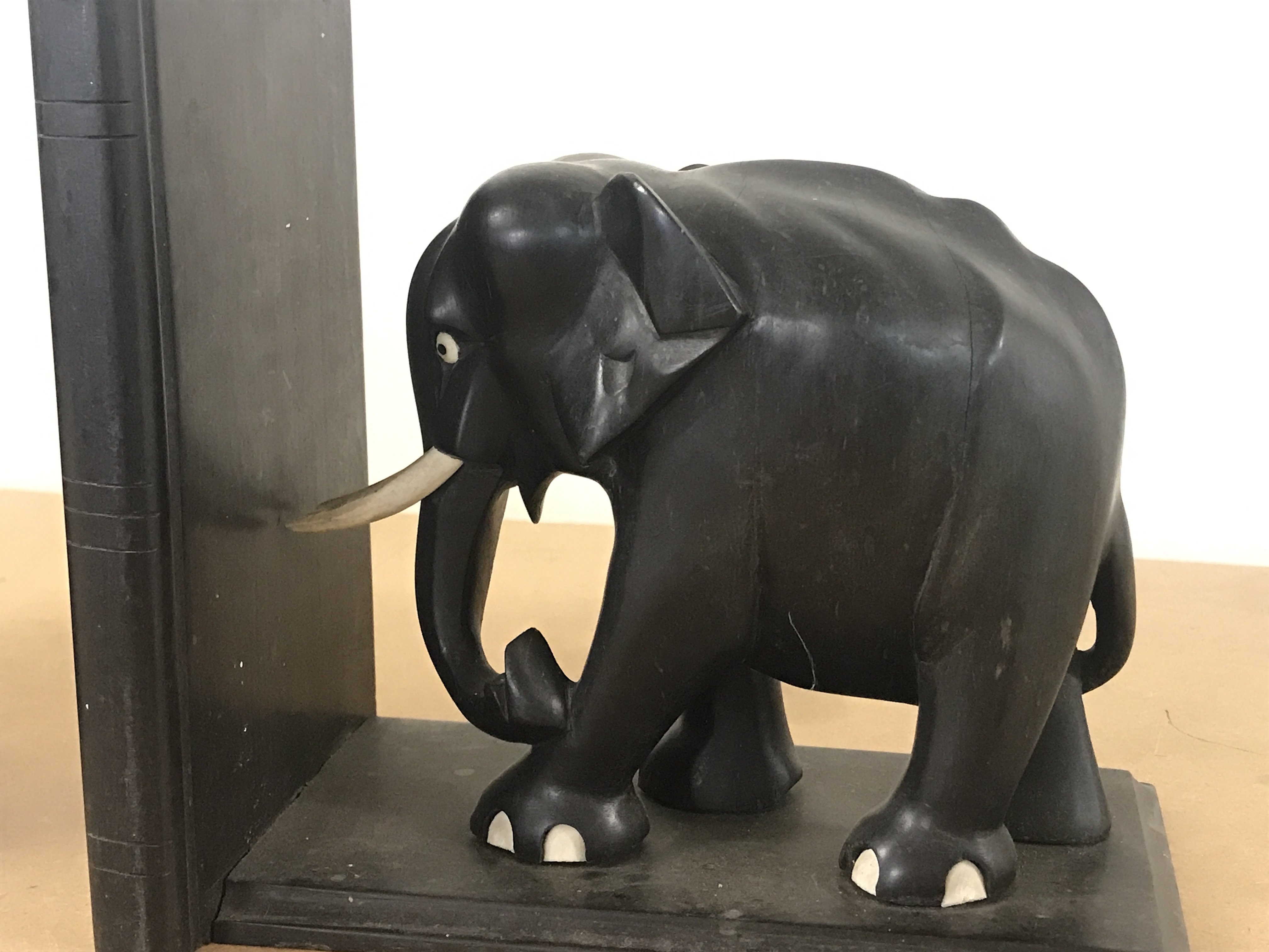 Ebony elephant bookends. 17.5cm tall 19cm wide. Postage category B- NO RESERVE