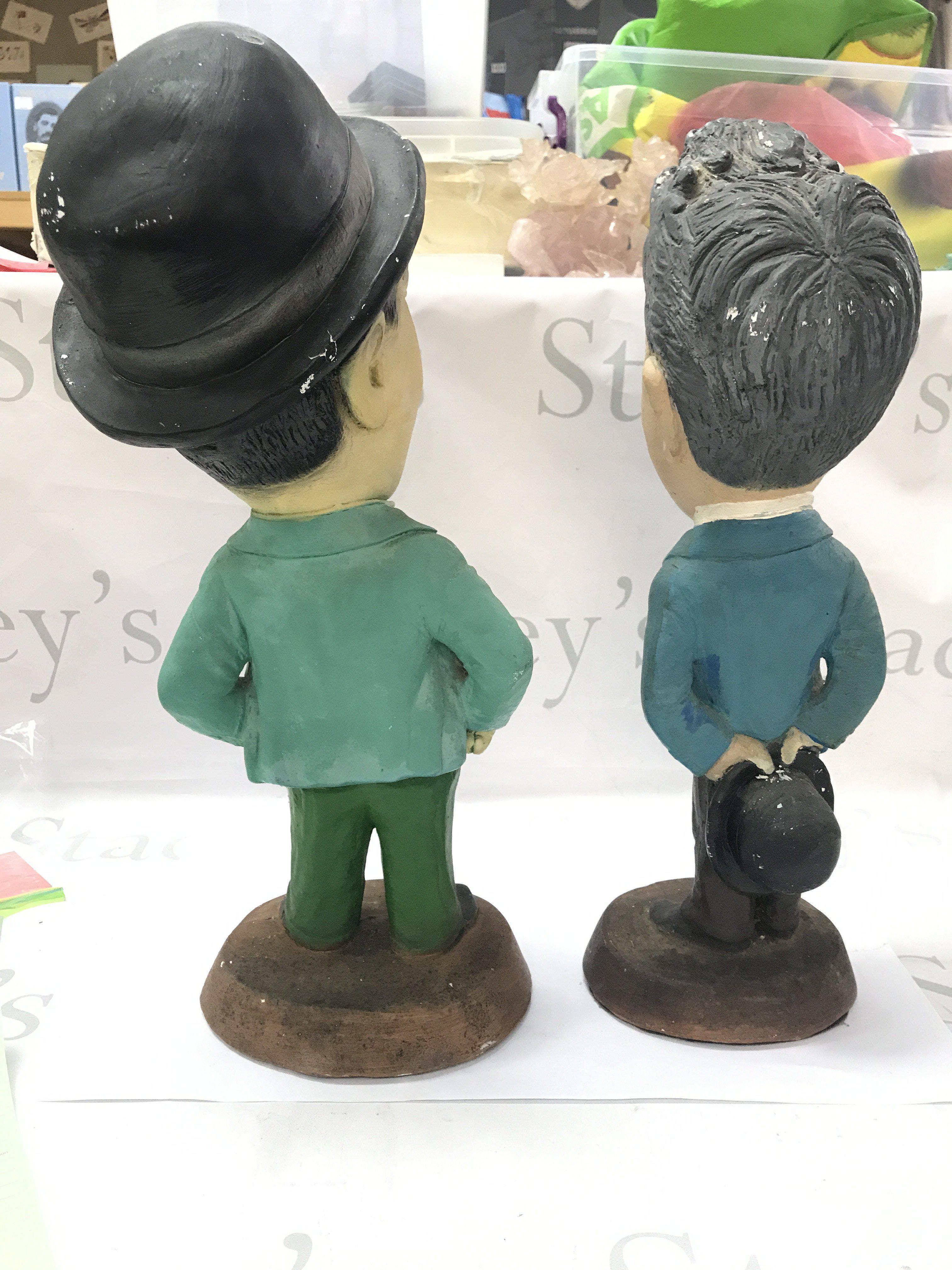 Laureen and hardy plaster figures , tallest 44cm. this lot cannot be posted