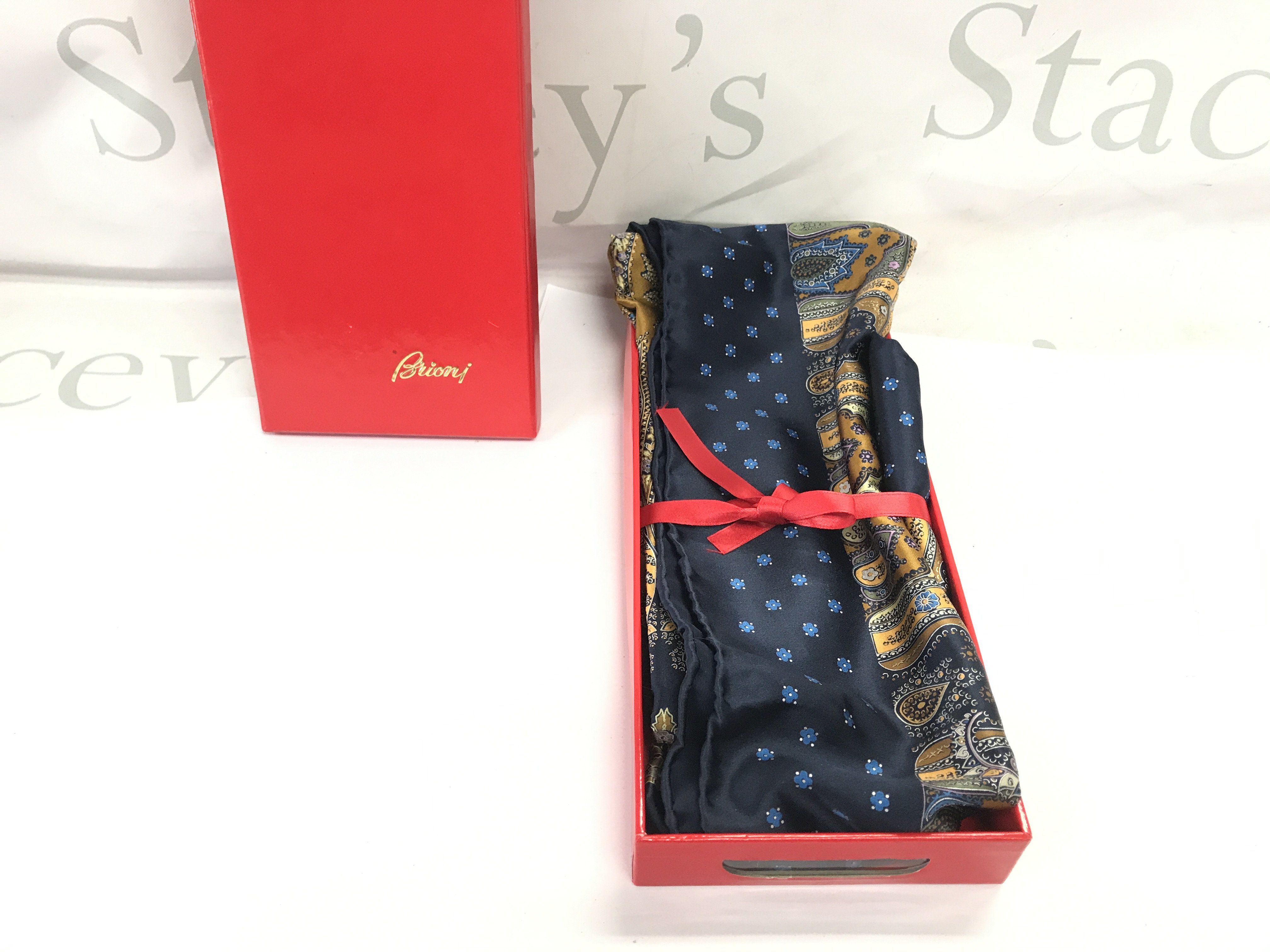 A Brioni silk scarf with box,