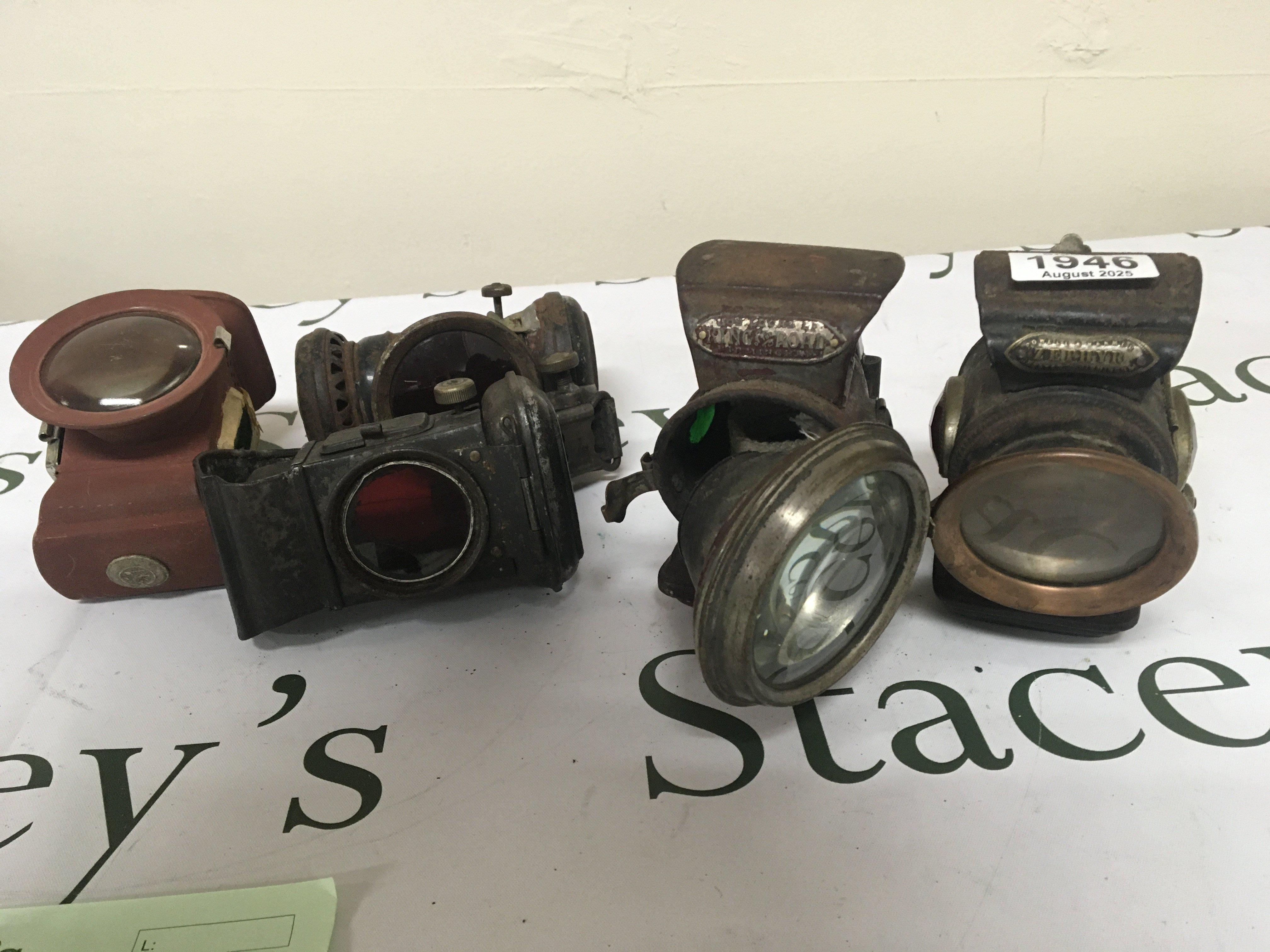 Five Vintage bike lamps makers King of the Road Birmingham Zephyr Birmingham (5)