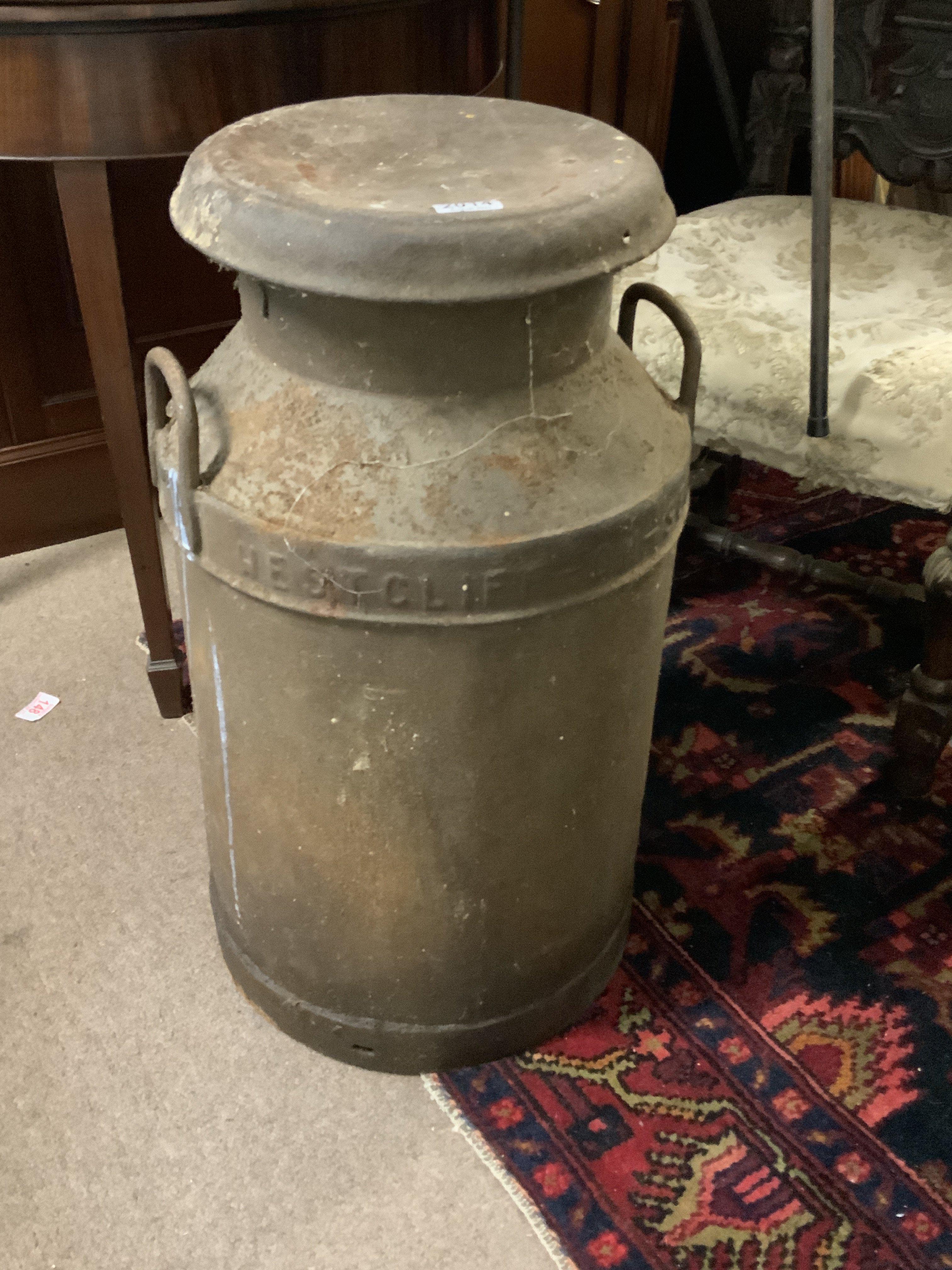 A Vintage milk churn from a local dairy in westcliff On sea.