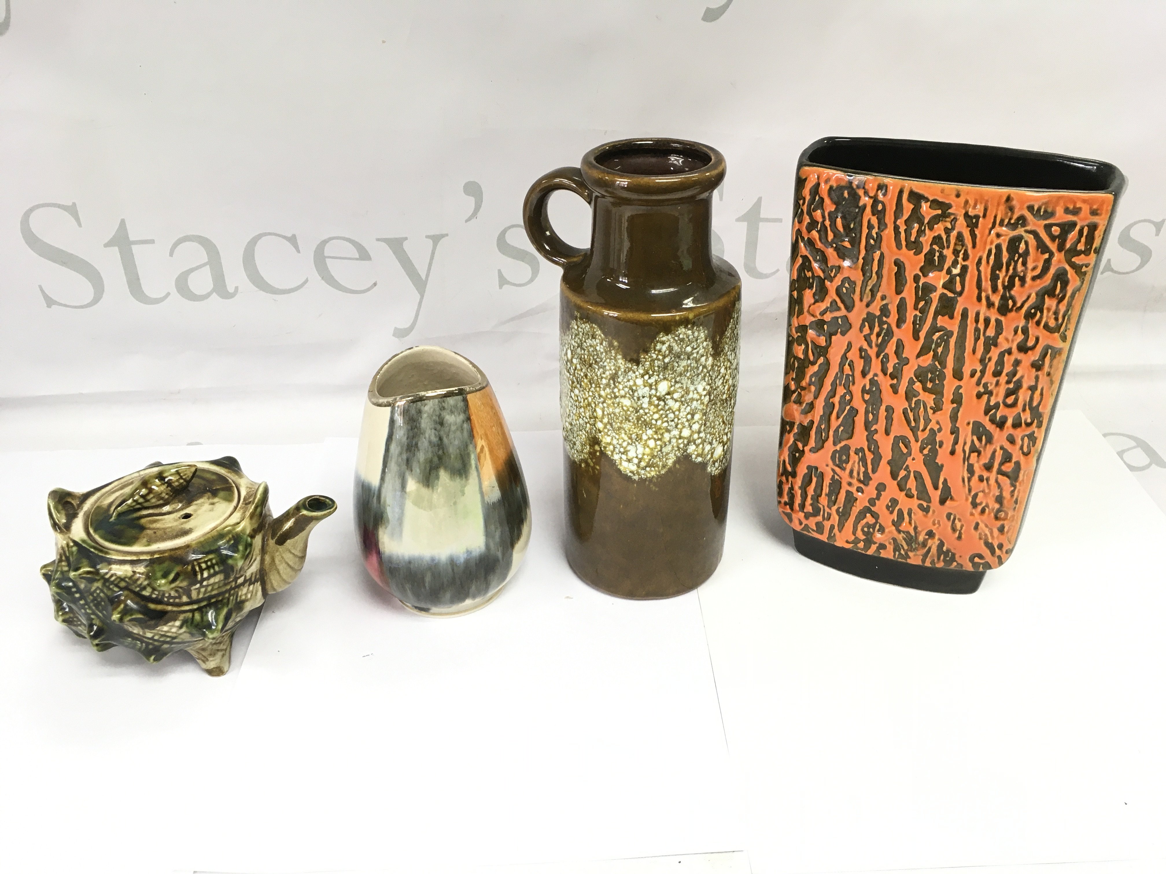 A collection of assorted ceramic items including west Germany pottery.