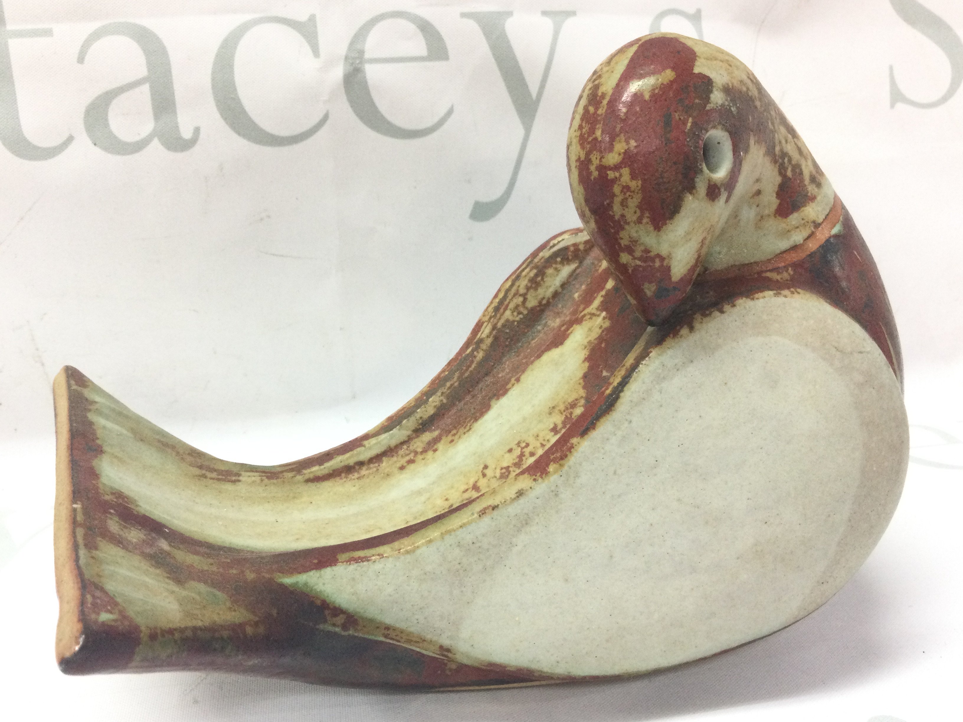 Ann & John Farquharson studio pottery pigeon , 15cm tall. this lot cannot be posted