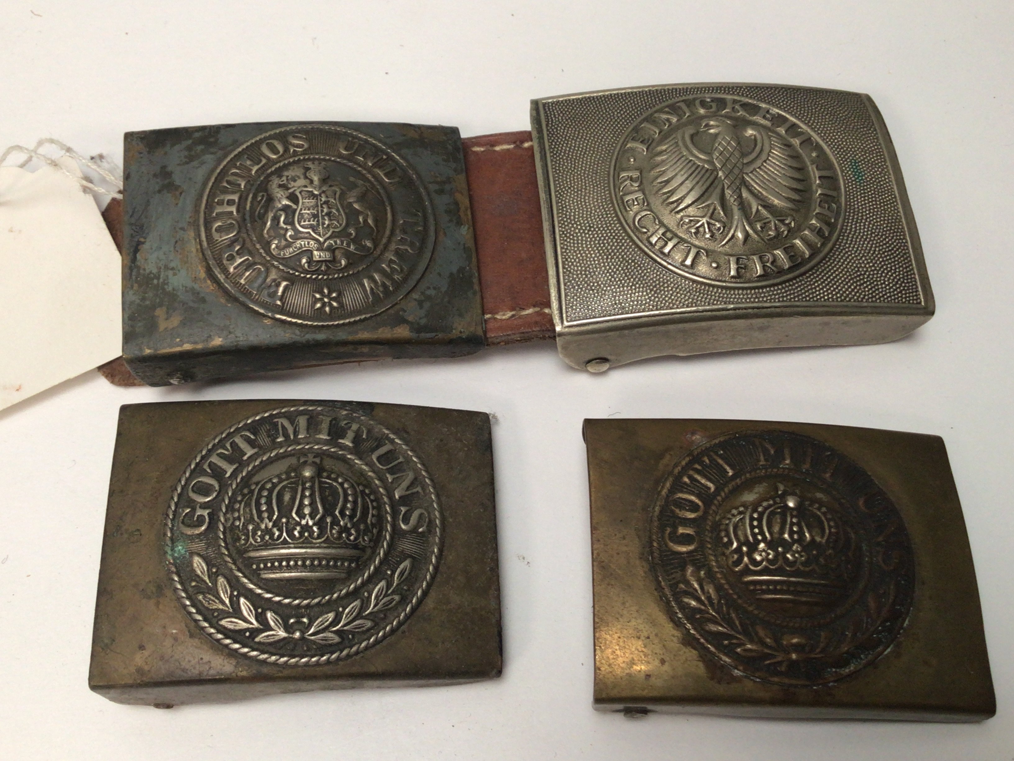 Four German Imperial I world war belt buckles (4)