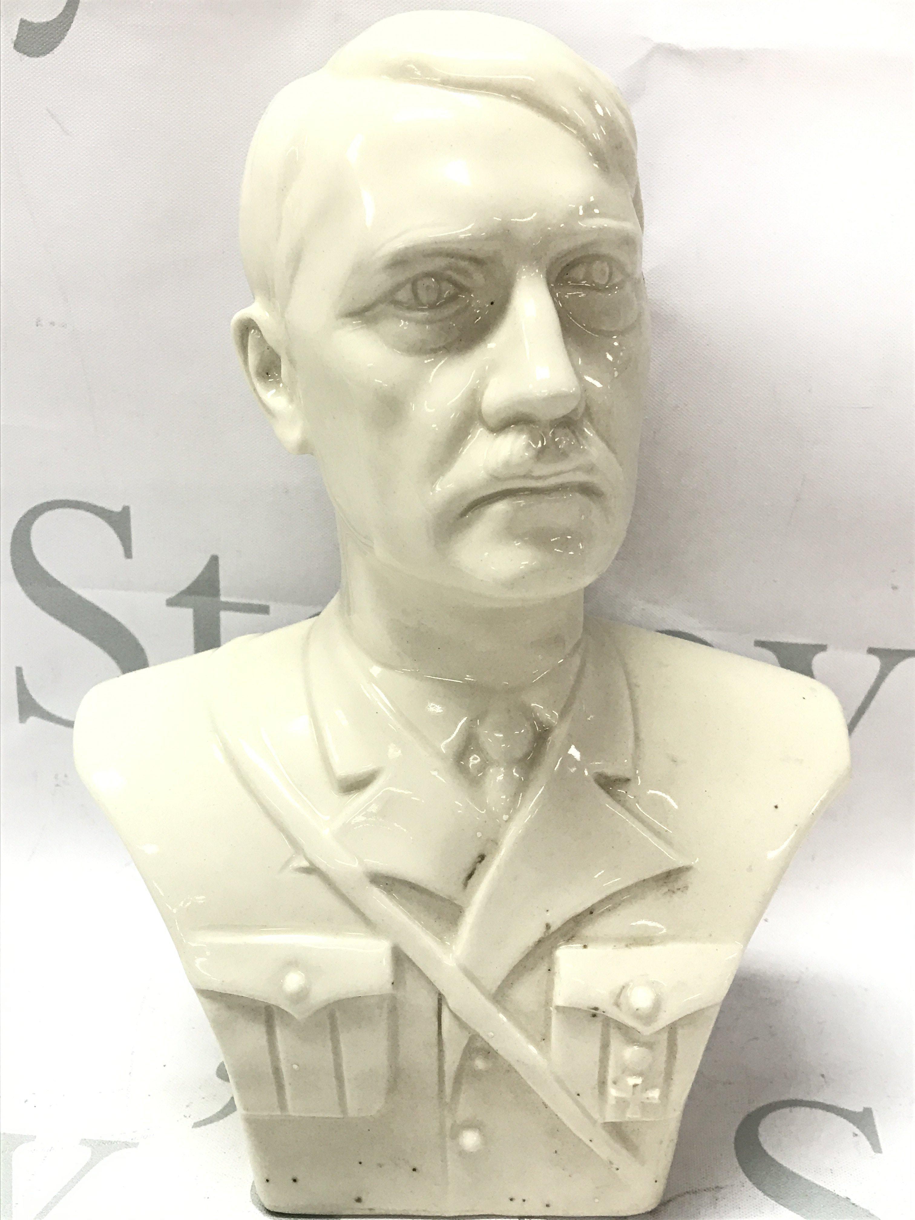 A WW2 Third Reich porcelain bust of Adolf Hitler, with marks to base. 22cm tall .this lot cannot be posted