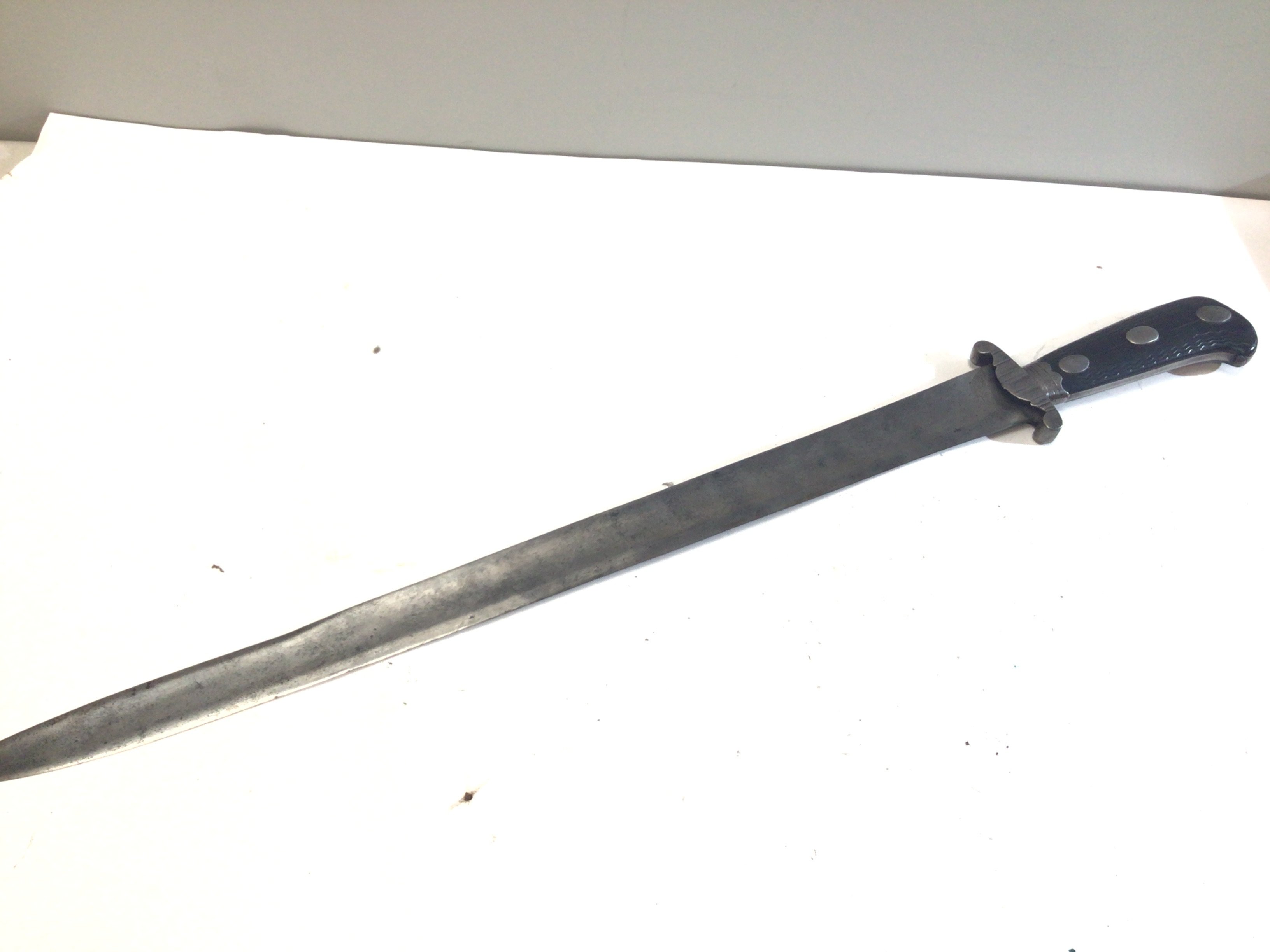 An unusual Steel sword with an ebony grip possible French late 18th century. No scabbard length 72cm