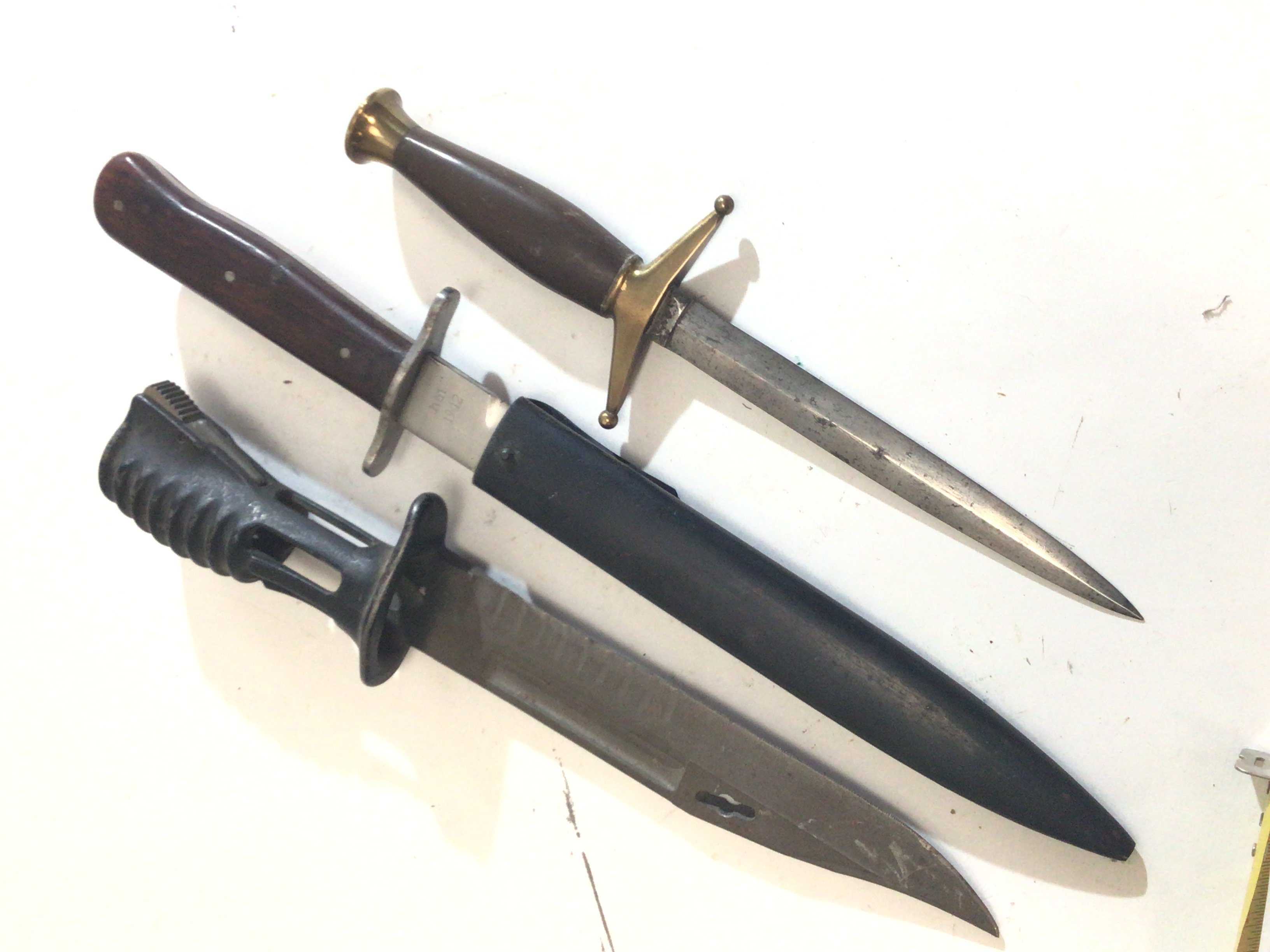 A German Third Reich boot knife ha1 1942 one other smaller knife and a post war bayonet (3)