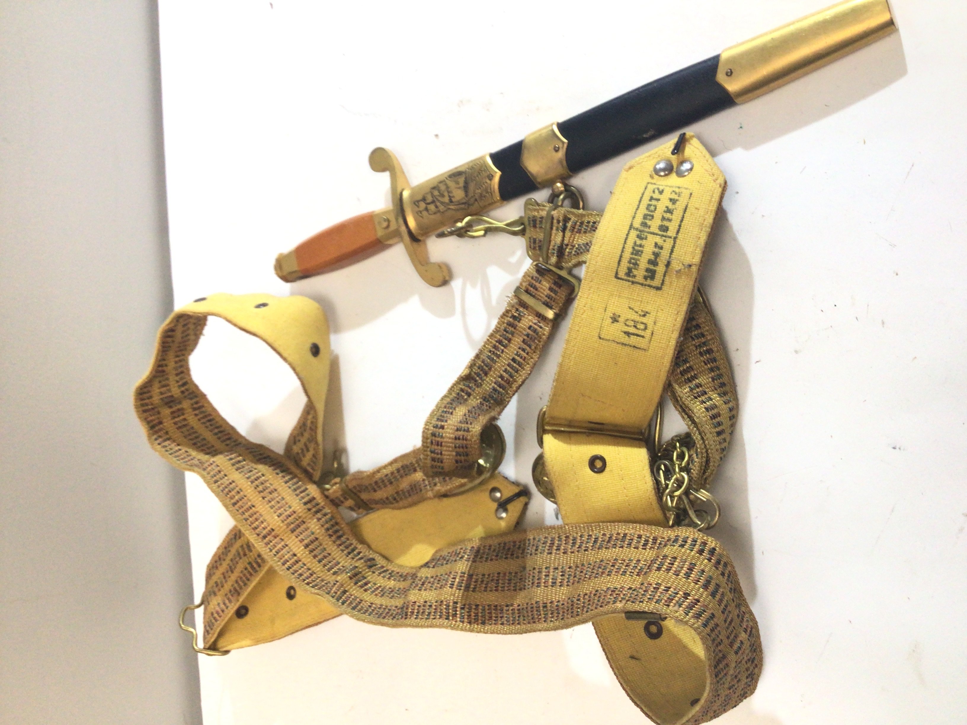 A Soviet Navy officers presentation dagger. With embroidered webbing. 1950s