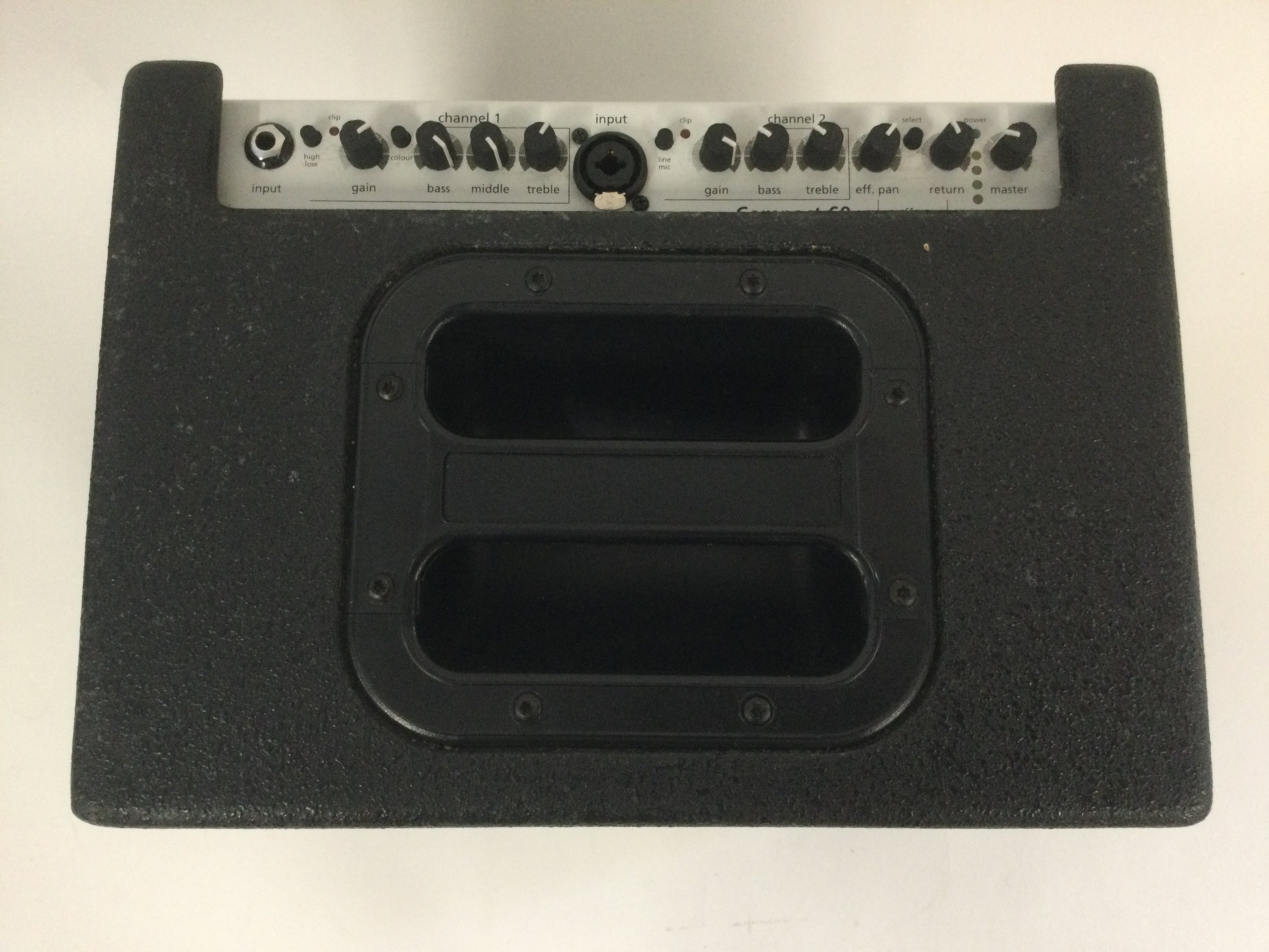 An AER Comoact 60 twin channel acoustic guitar amplifier with carry case.