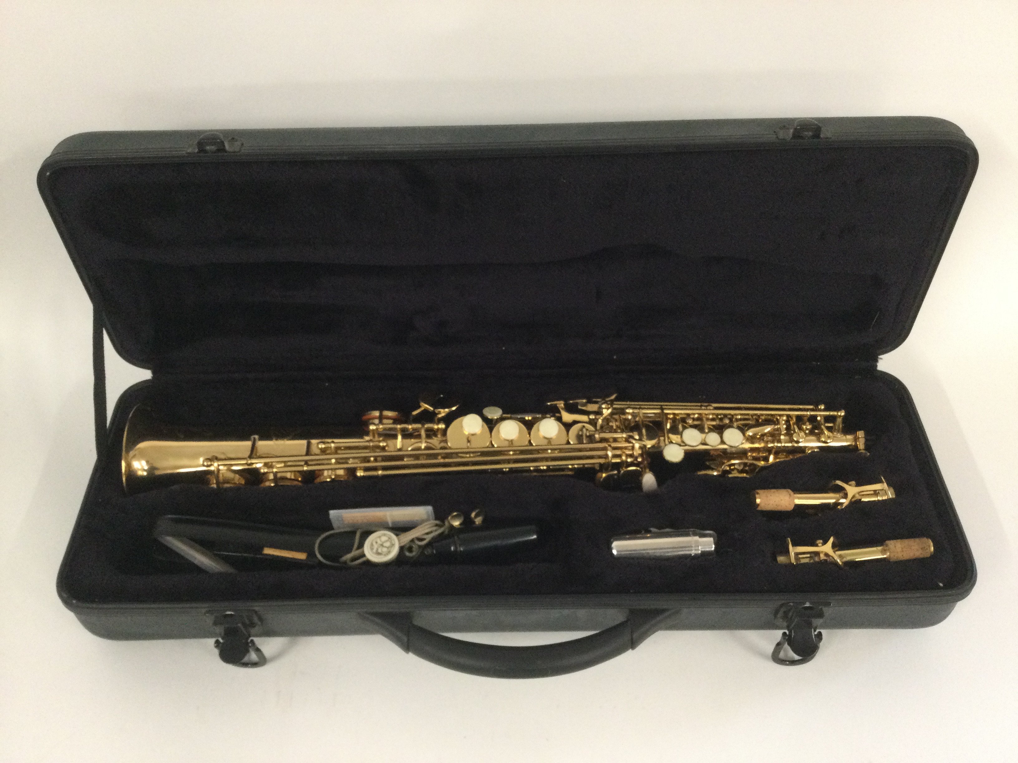 A J Michael Soprano saxophone, serial number 00-00003 with Yanagisawa mouthpiece and accessories. Comes supplied with a fitted carry case. Has recently been professionally serviced.