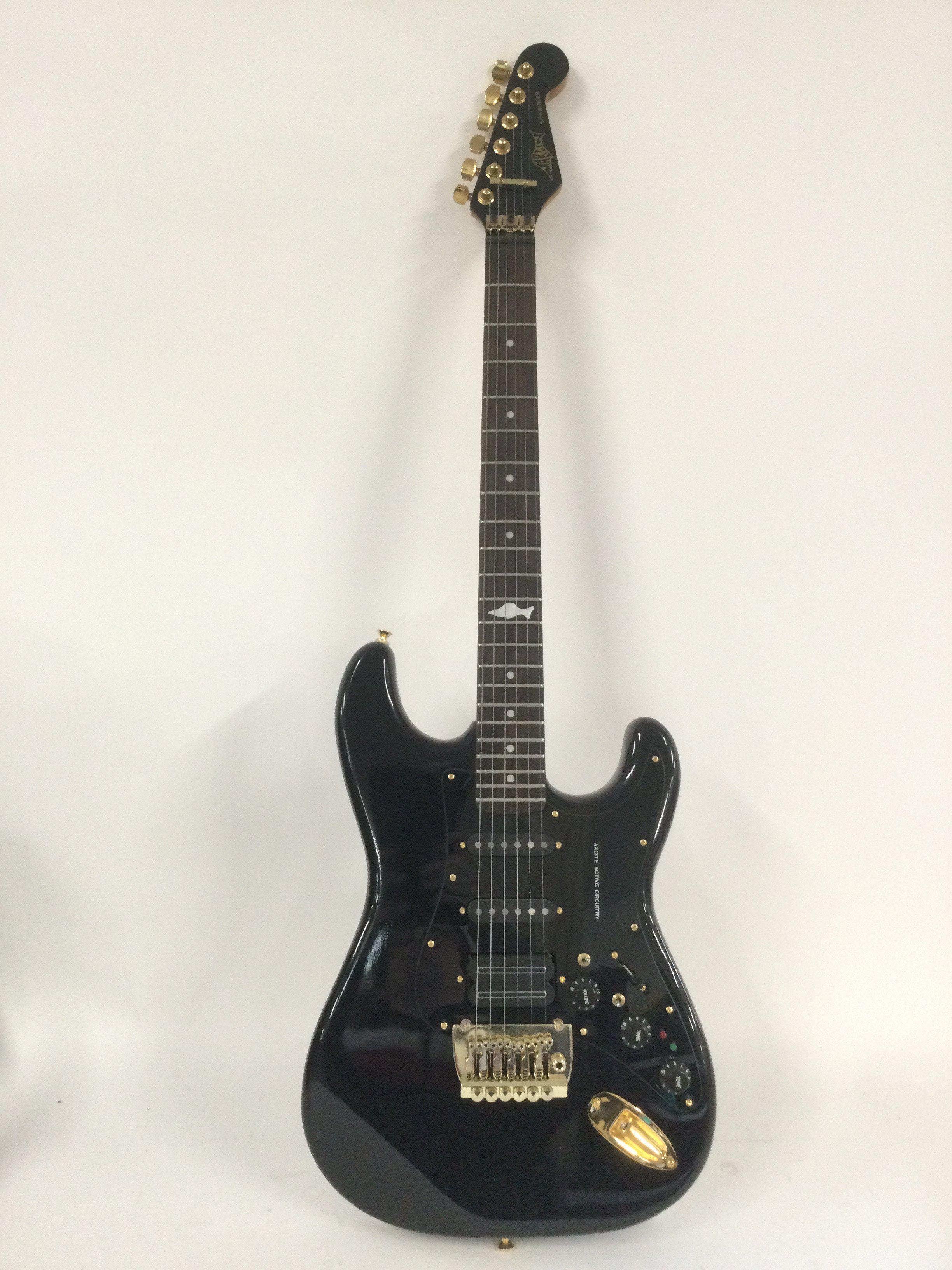 A Marlin Sidewinder electric guitar in black.