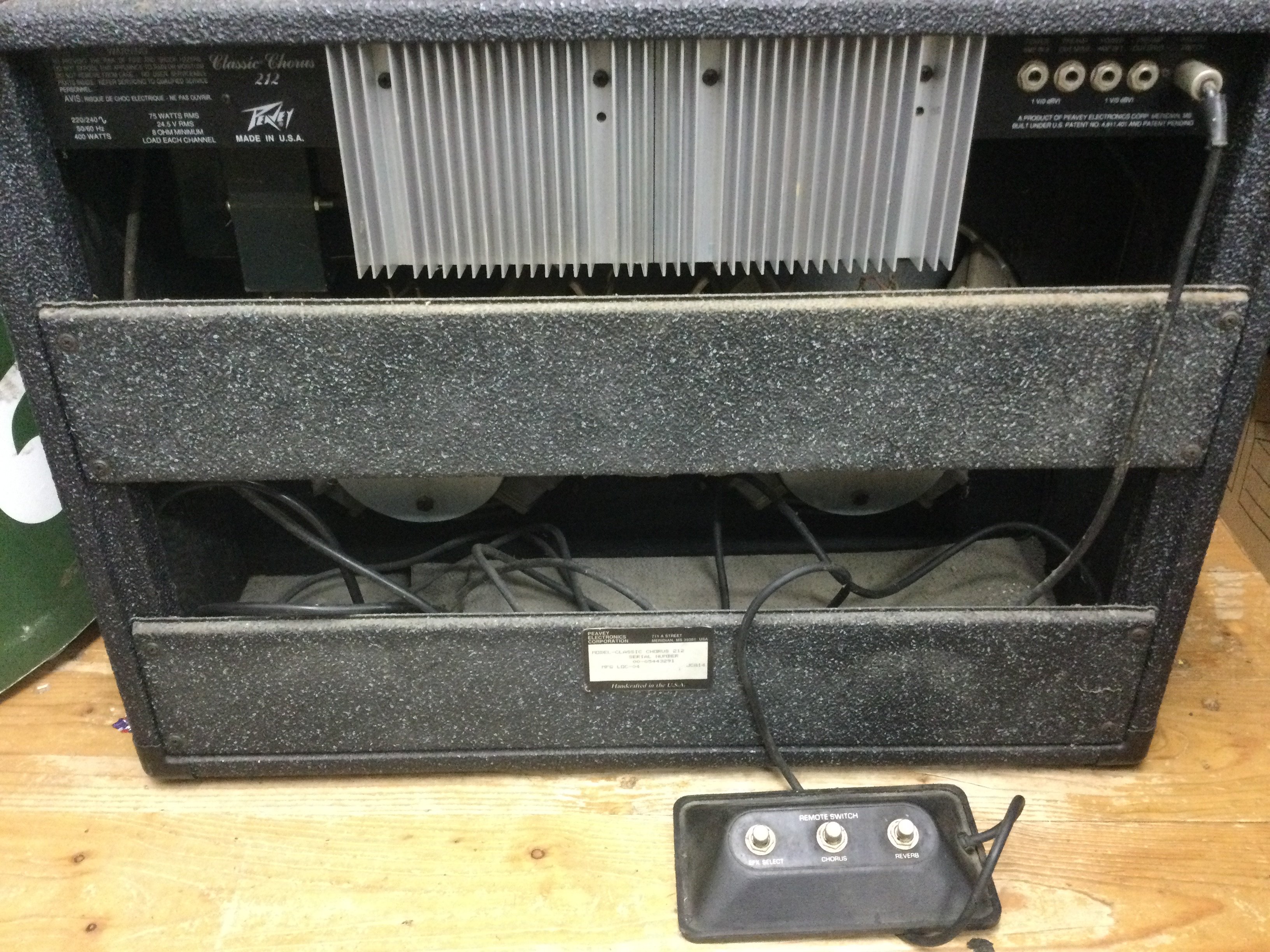 A Peavey Classic Chorus 212 guitar amplifier. Comes with original footswitch.