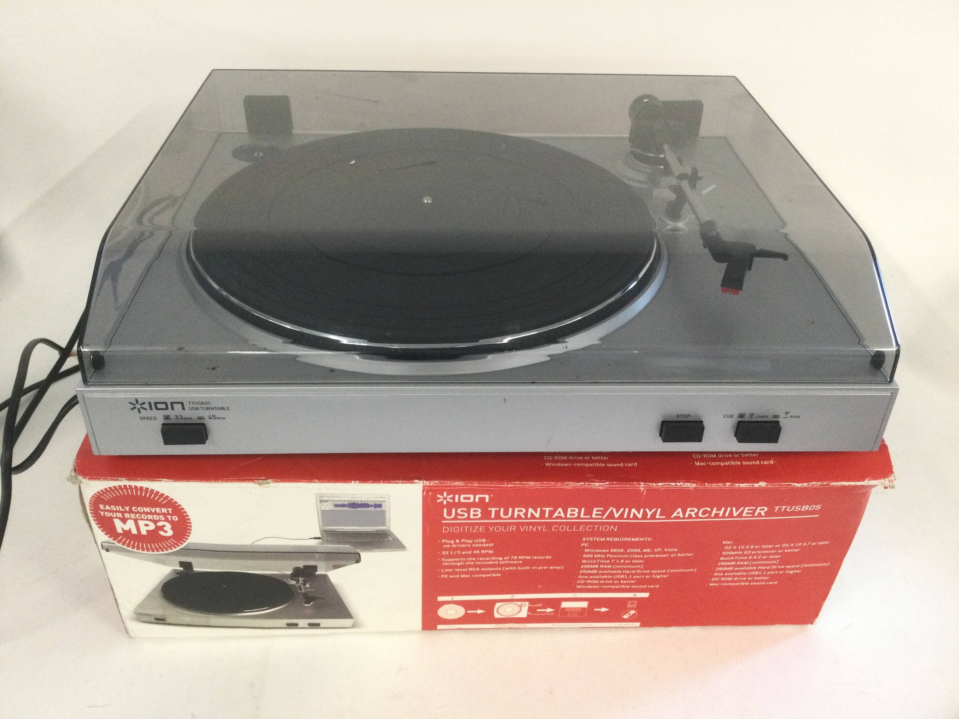 A boxed ion USB turntable.