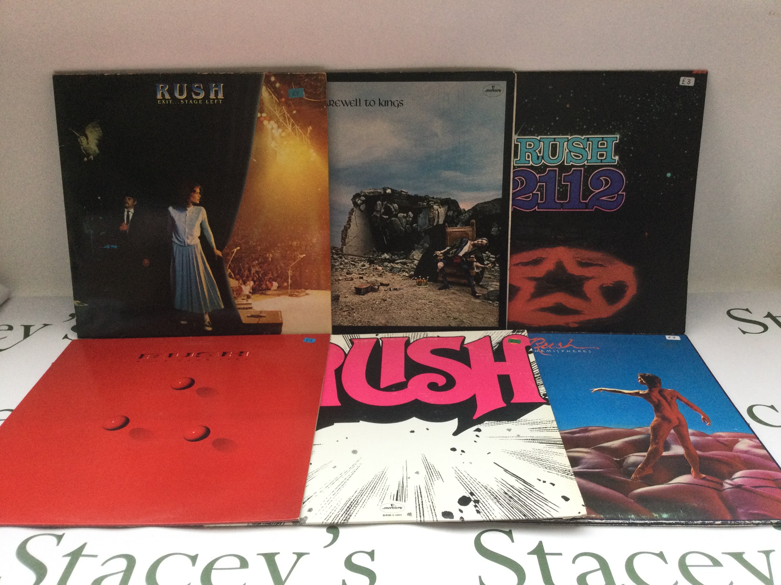 Six Rush LPs comprising 'A Farewell To Kings', '2112' and others.