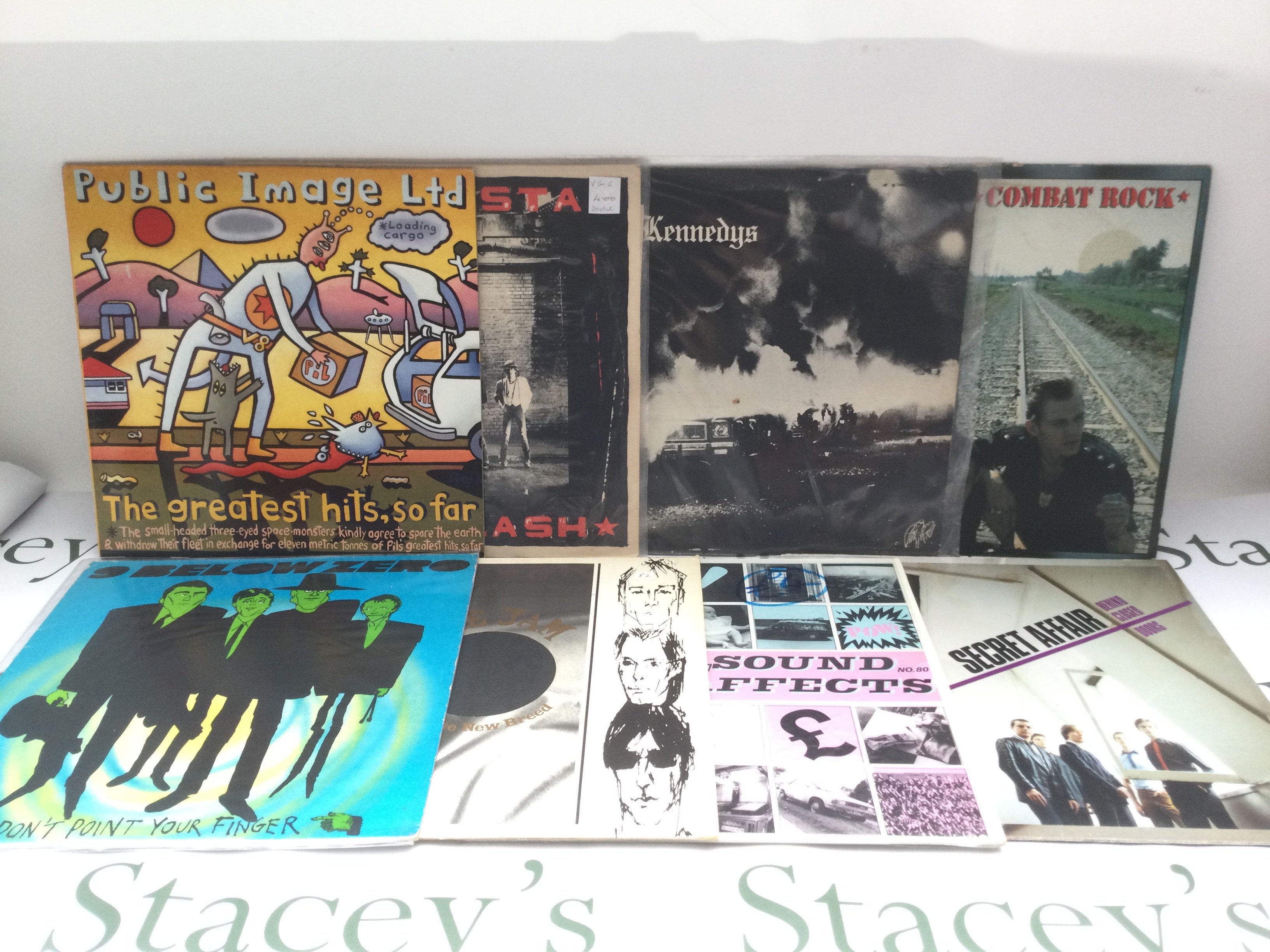 Seventeen punk and post punk LPs by various artists including The Clash, Dead Kennedys, The Jam and others.