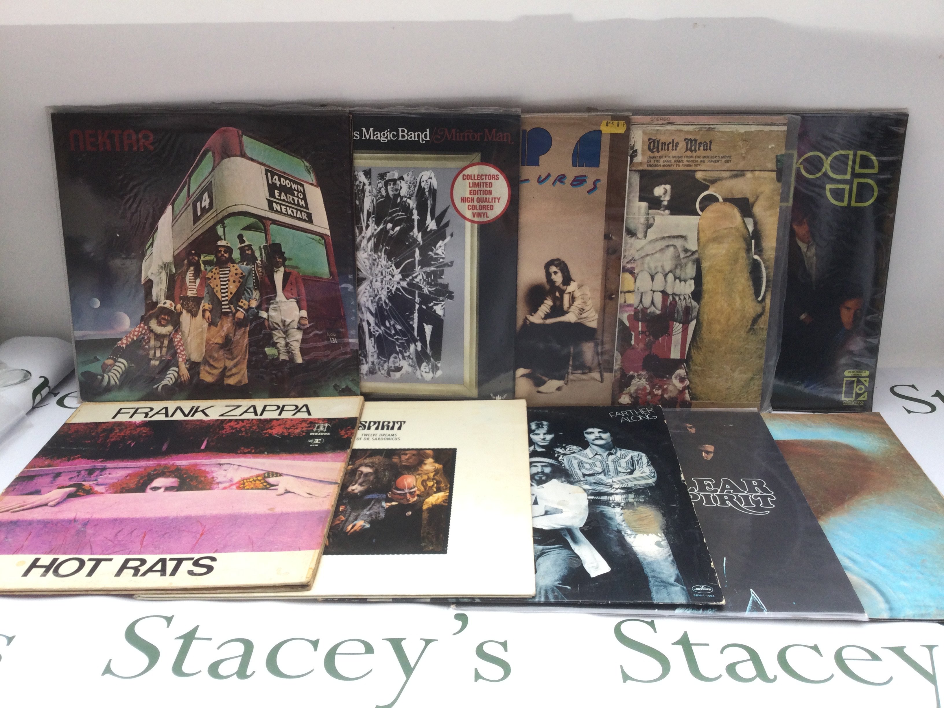 Ten psych rock LPs by various artists including The Doors, Frank Zappa, Captain Beefheart and others. Includes original pressings and 180g reissues. Includes a sealed coloured vinyl 'Mirror Man'.