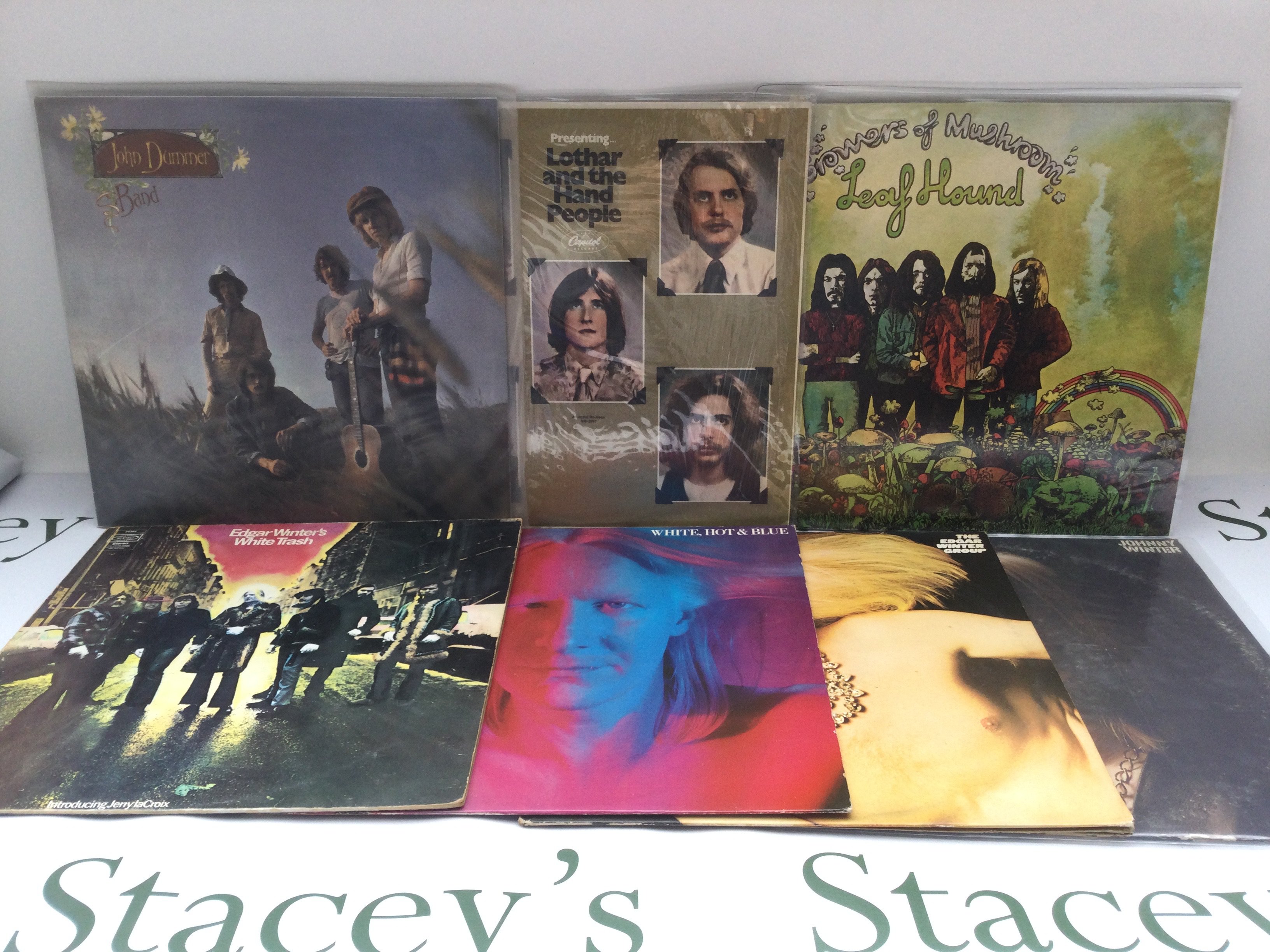 Fifteen psych rock and blues rock LPs by various artists including John Dummer Band, Edgar Winter's White Trash, Leaf Hound and others.
