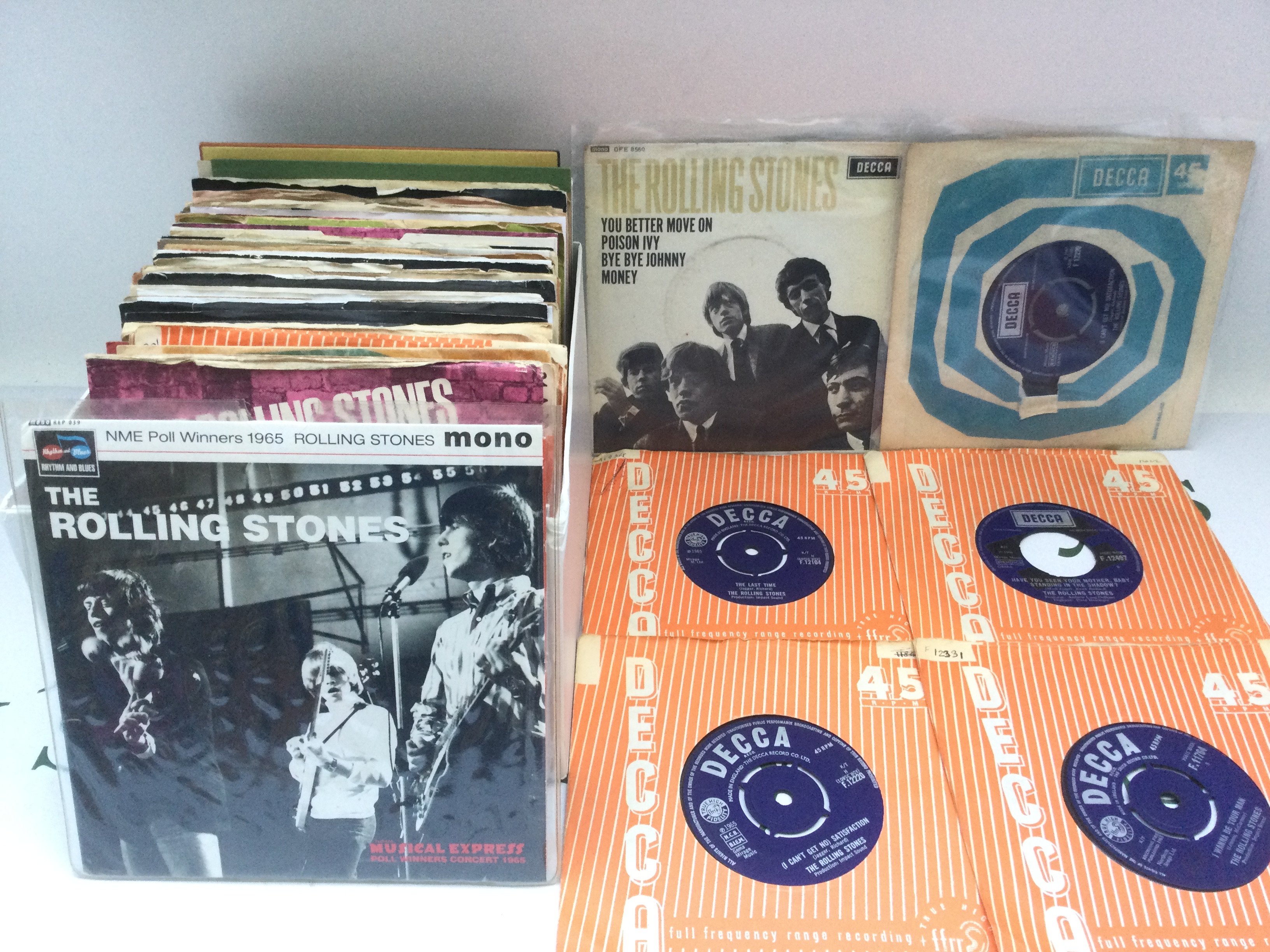 A collection of Rolling Stones 7" singles and EPs.