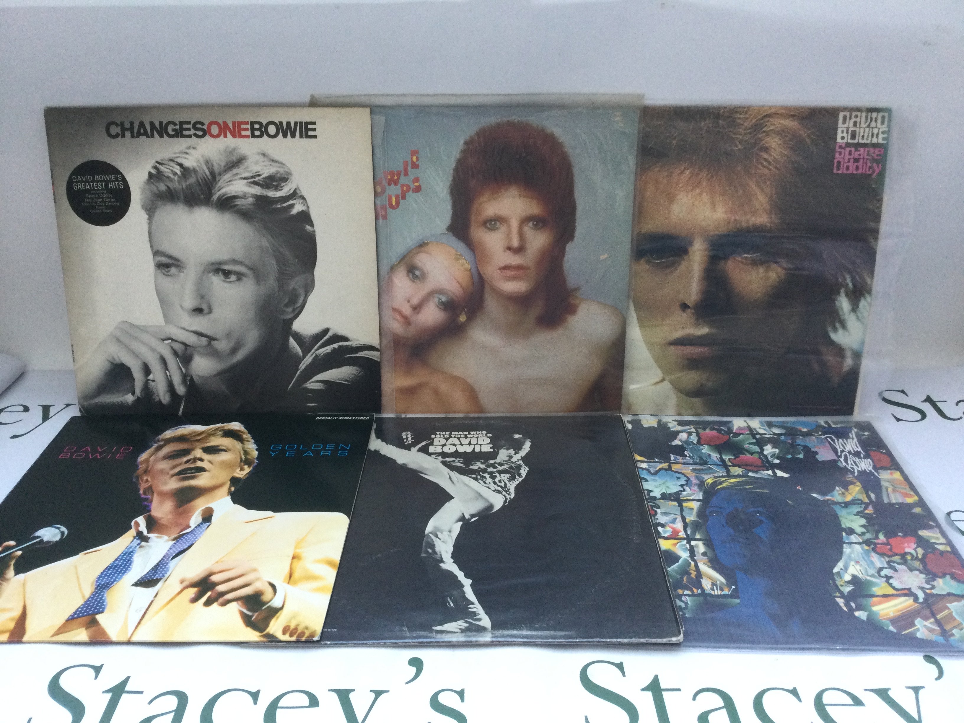 Eleven David Bowie LPs and a 12" single comprising 'Pin Ups', 'Tonight', 'Space Oddity' and others.