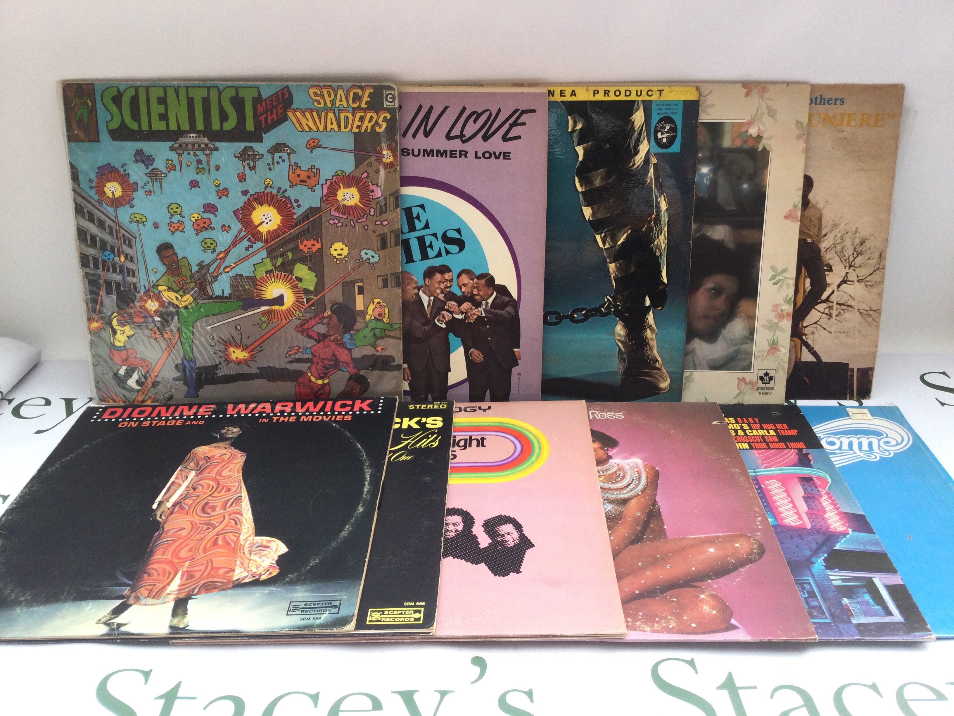 Eleven soul, reggae and blues LPs by various artists including Scientist, Josh White, Dionne Warwick and others.