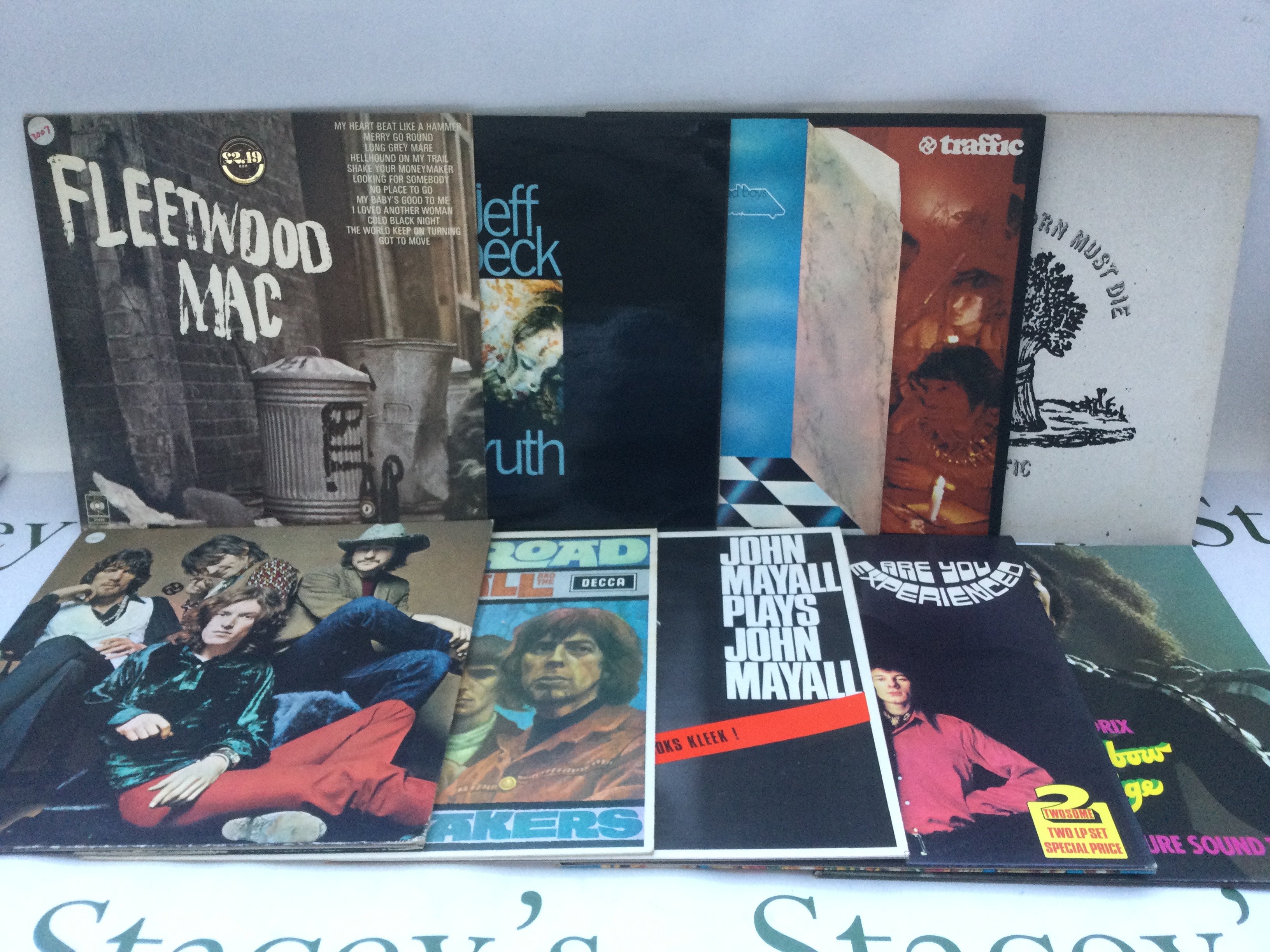 Ten rock LPs by various artists including Traffic, Jeff Beck, Jimi Hendrix and others. Includes two promo copies.